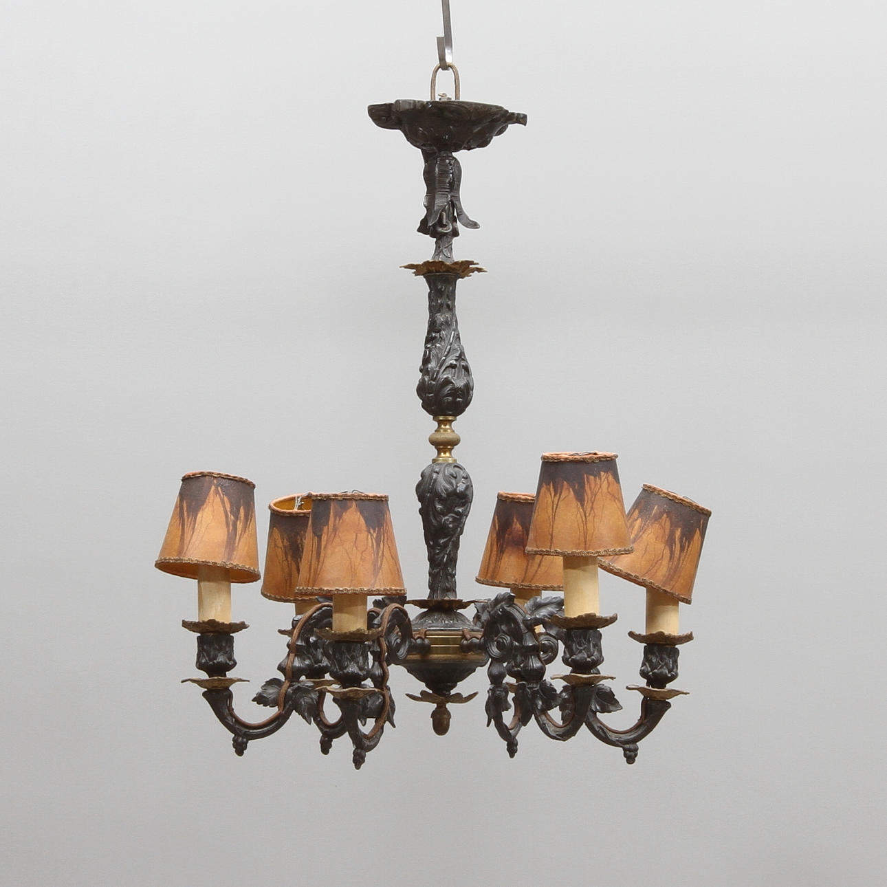 LJUSKRONA, med 6 st ljusarmar, gjutjärn, nyrokoko, 1800-talets slut.