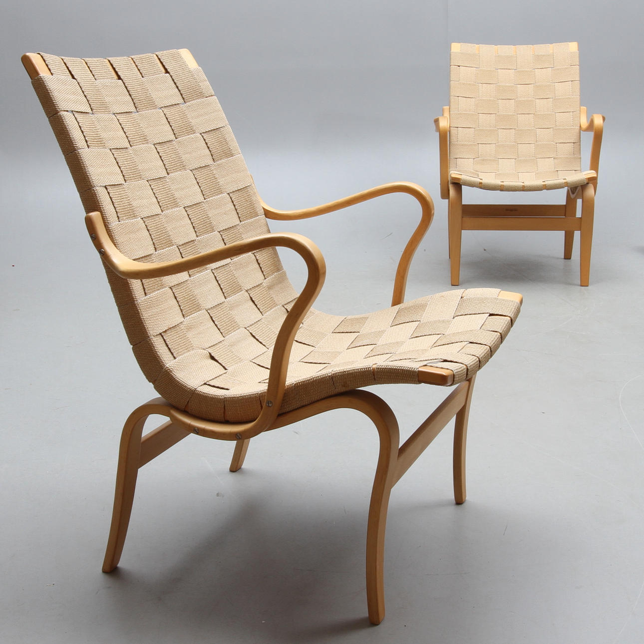 FÅTÖLJER, 1 par, "Eva", Bruno Mathsson, Firma Karl Mathsson, 1972.