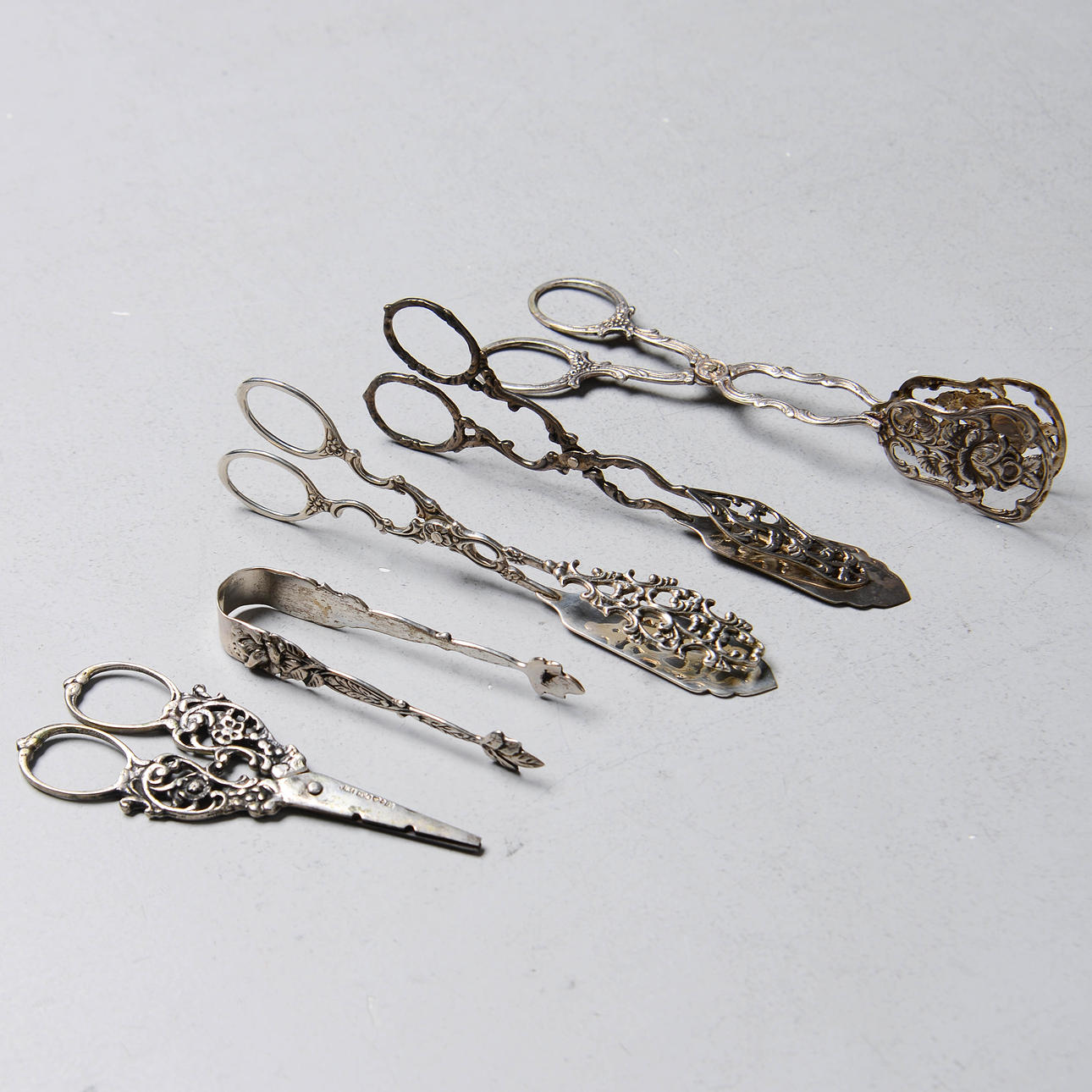 KAGETANG, SUKKERTERNINGSTANG & DRUESAKS, sølv.