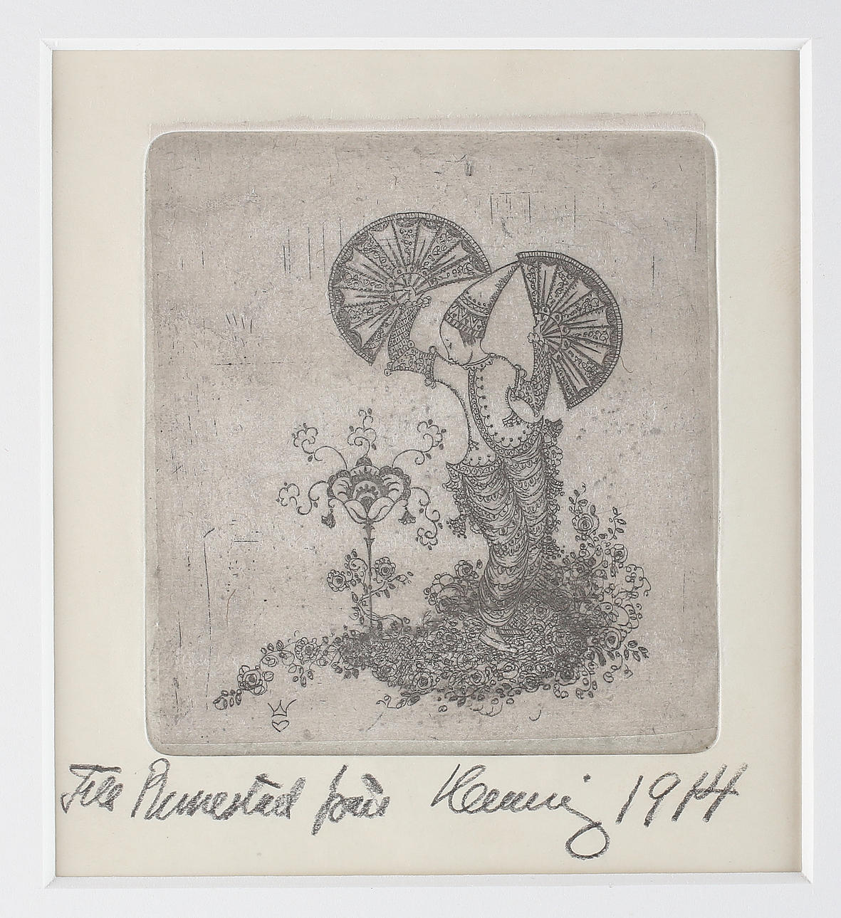 GERHARD HENNING. Orientalisk Kvinna, etsning, signerad samt daterad 1914.