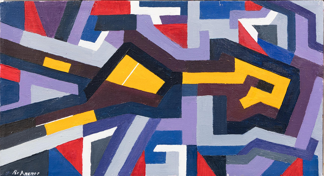 PER ANSNER. Composición, óleo sobre lienzo, firmada.