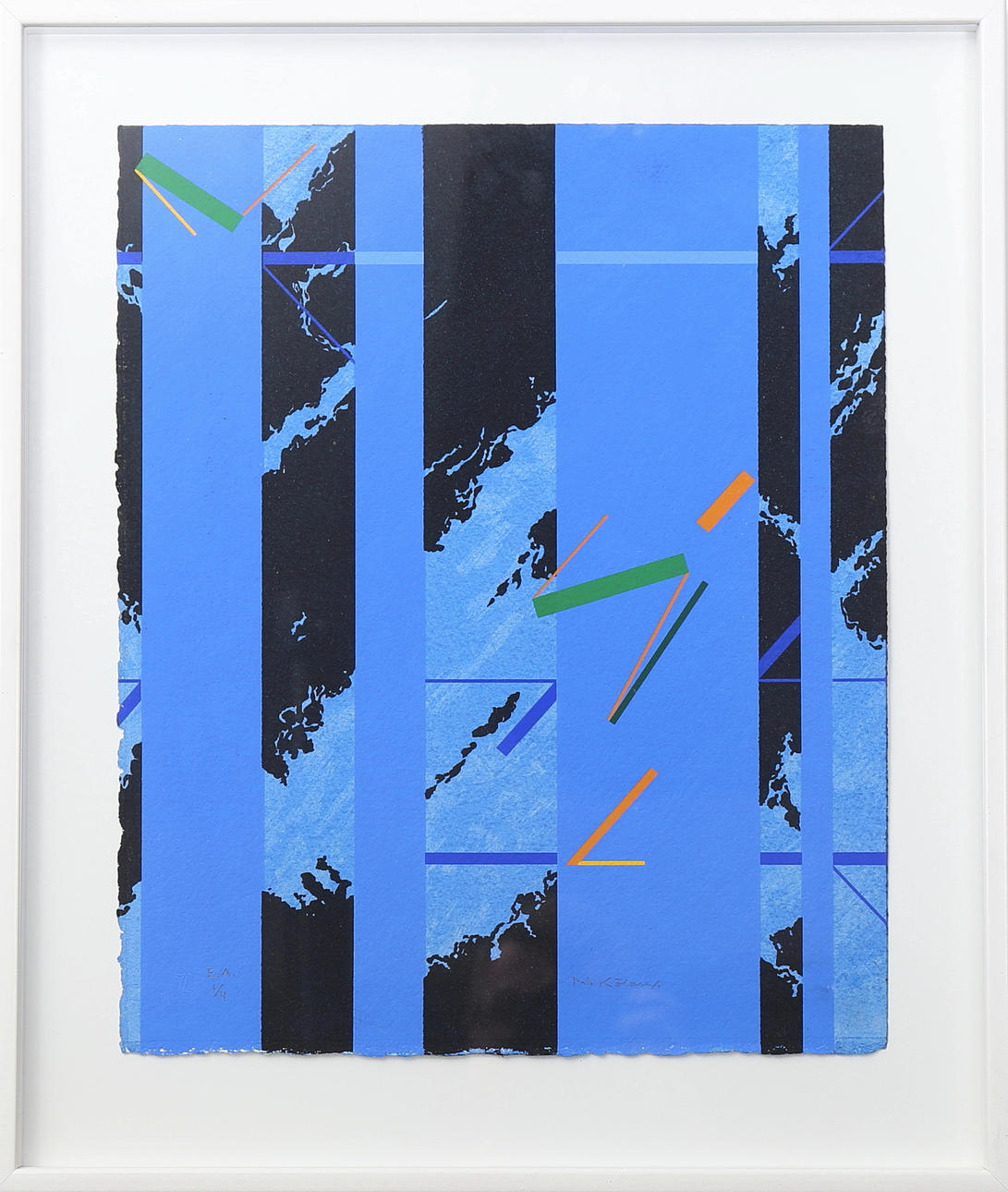 NILS KÖLARE. Komposition, färglitografi nr 1/4 EA, signerad N Kölare.