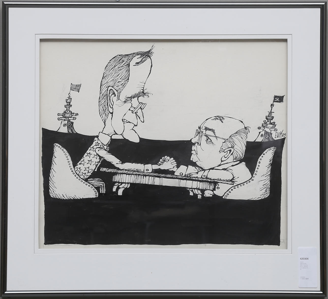 EVERT KARLSSON, EWK. Teckning, tusch, signerad och daterad 89.