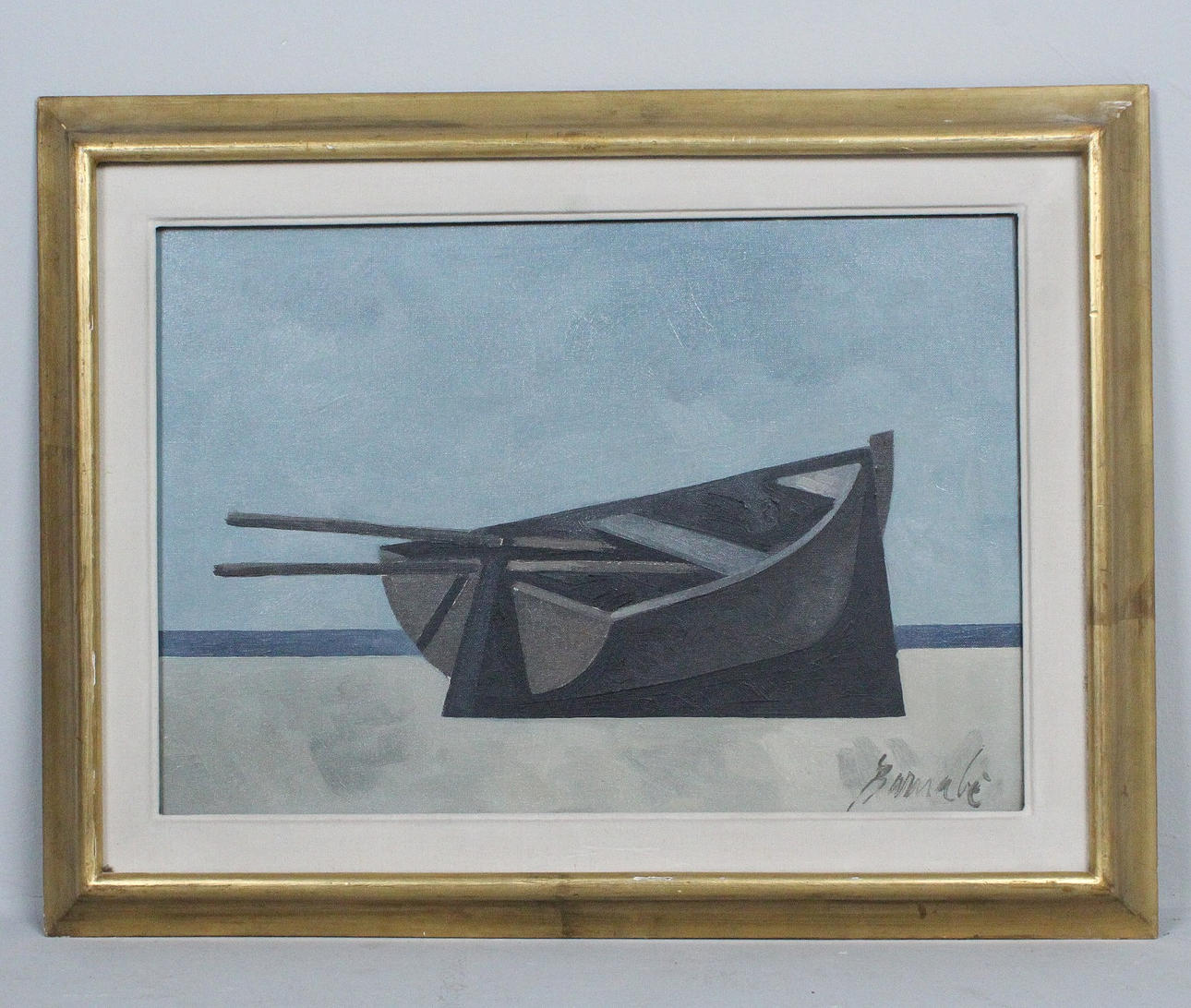 DUBÈ DUILIO BARNABÈ (1914-1961). Oil on canvas, “Boat on the beach 