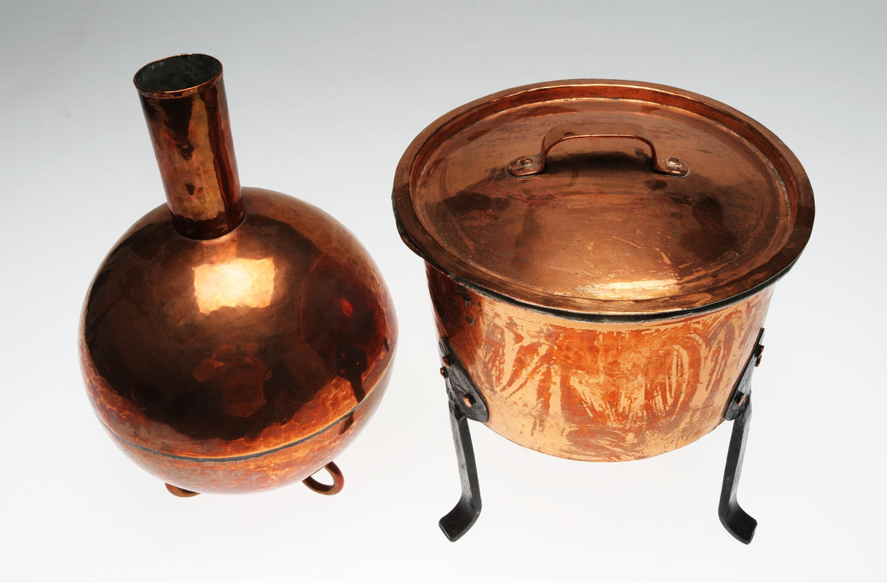 KOPPARFÖREMÅL, 3 st, 18/1900-tal.