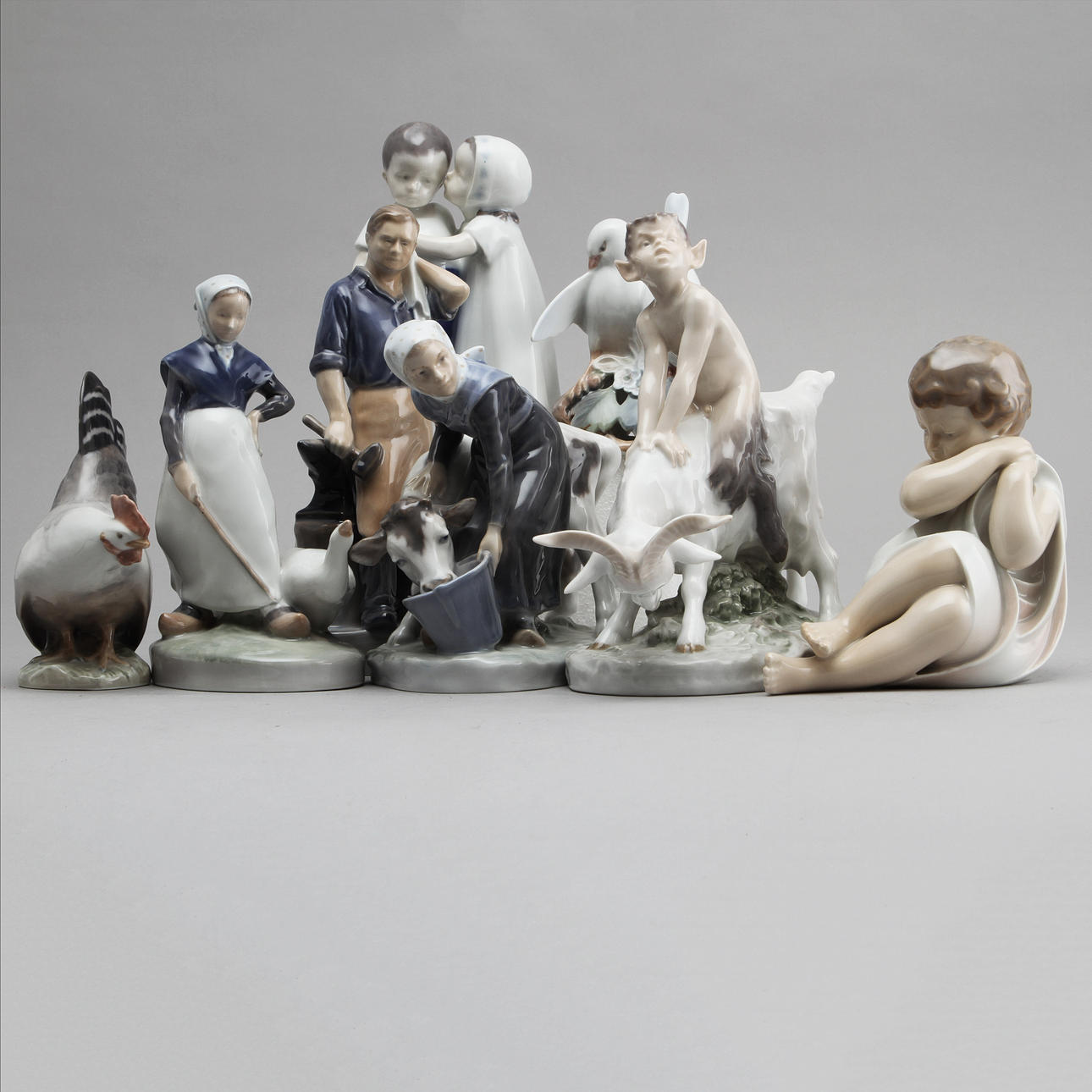 FIGURINER, 8 st, porslin, Danmark.