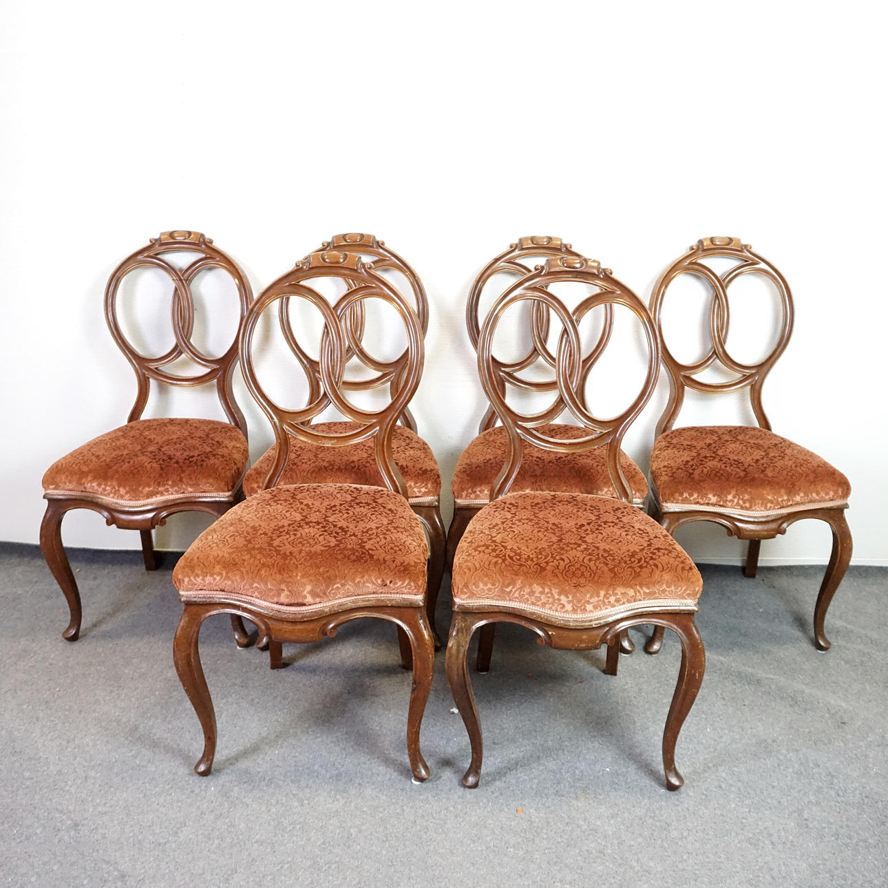 SILLAS, 6 piezas, madera, estilo rococó.