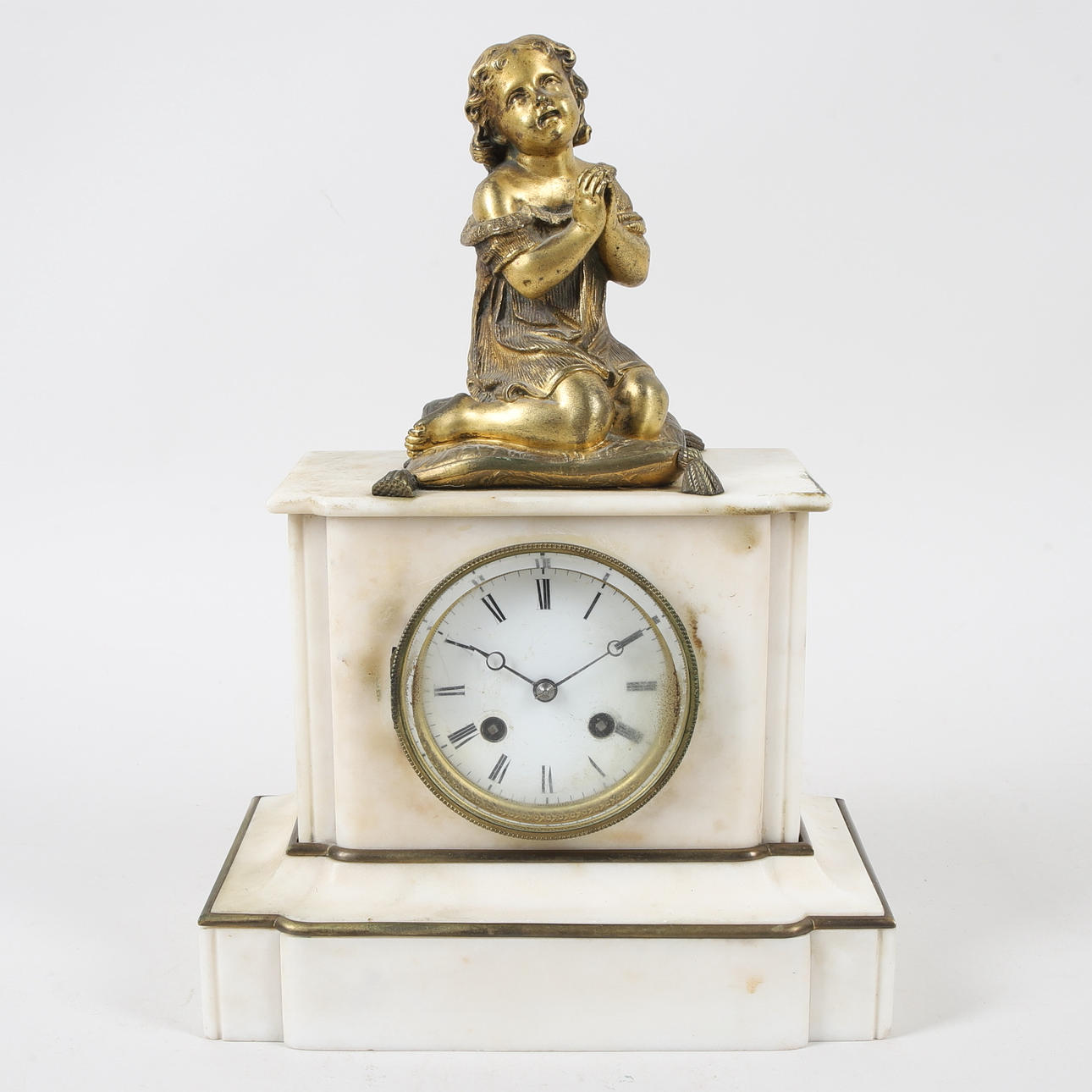 RELOJ DE MESA, alabastro y metal Japy & Frères.