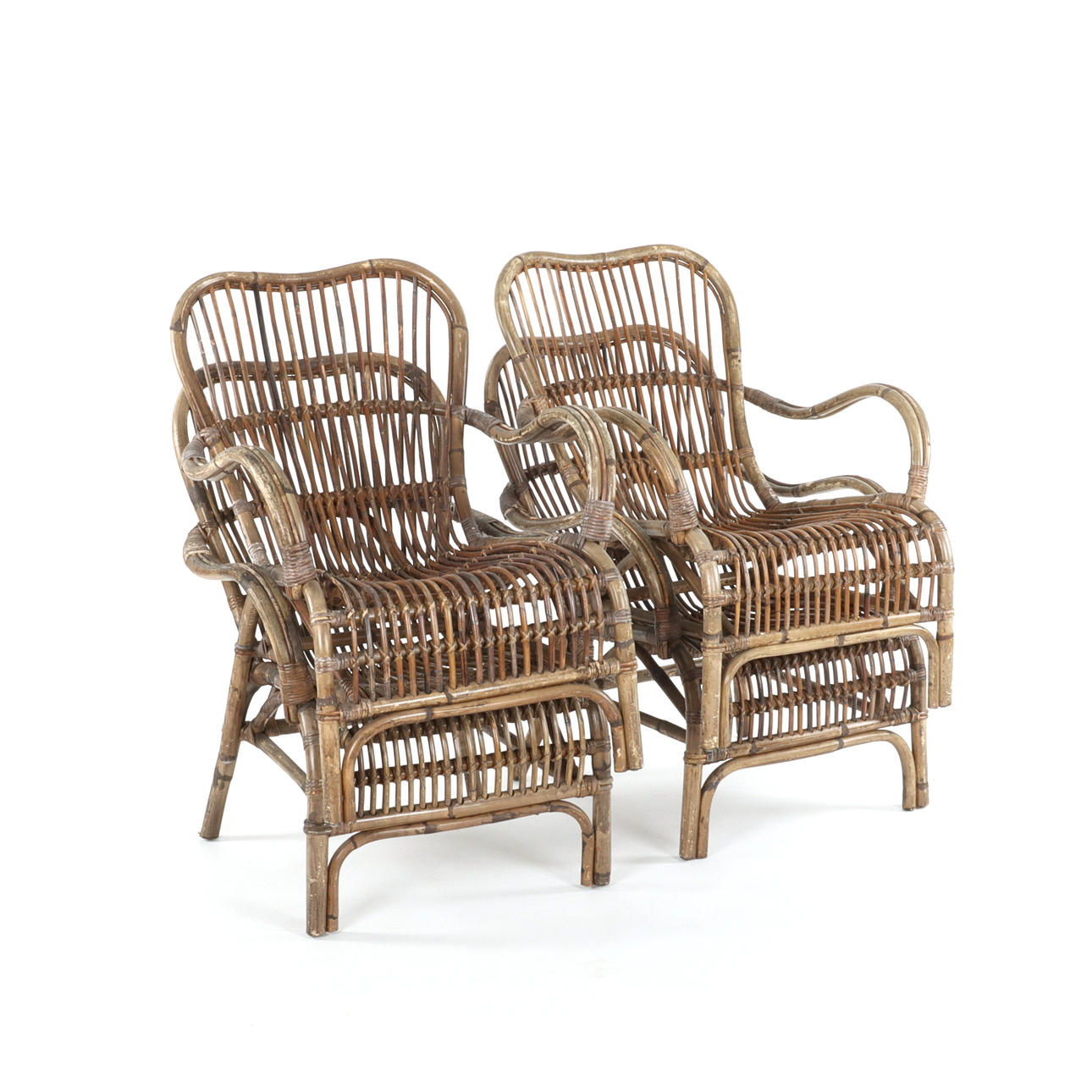 SILLONES, 4 piezas, bambú y ratán.