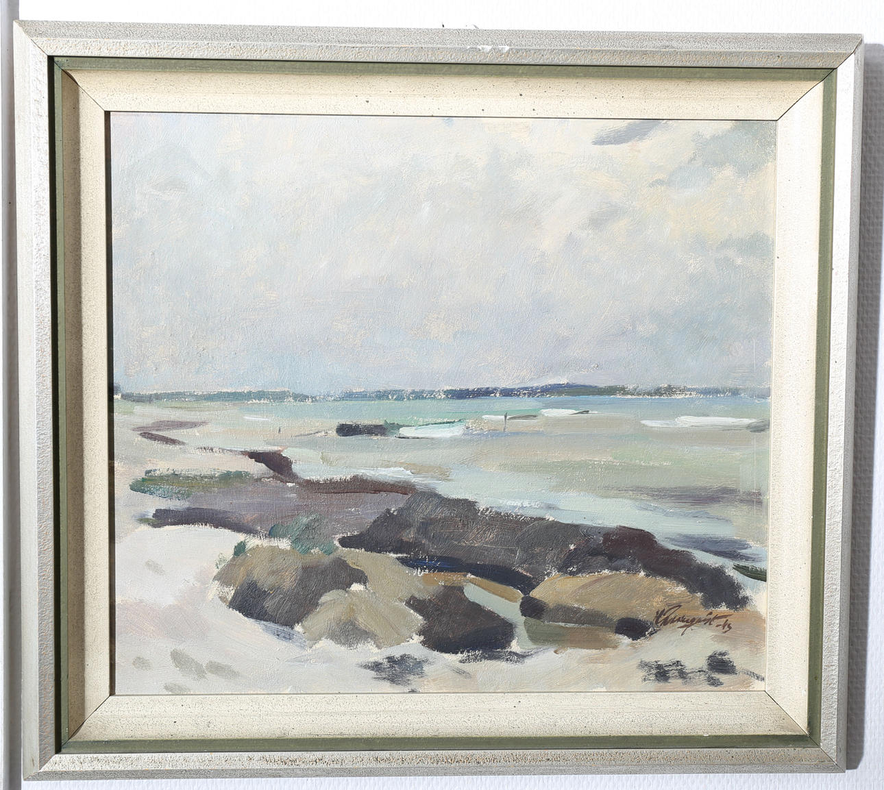 HANS ROSENQVIST. Olja på pannå, Utsikt över havet, signerad H Rosenqvist, daterad -45.