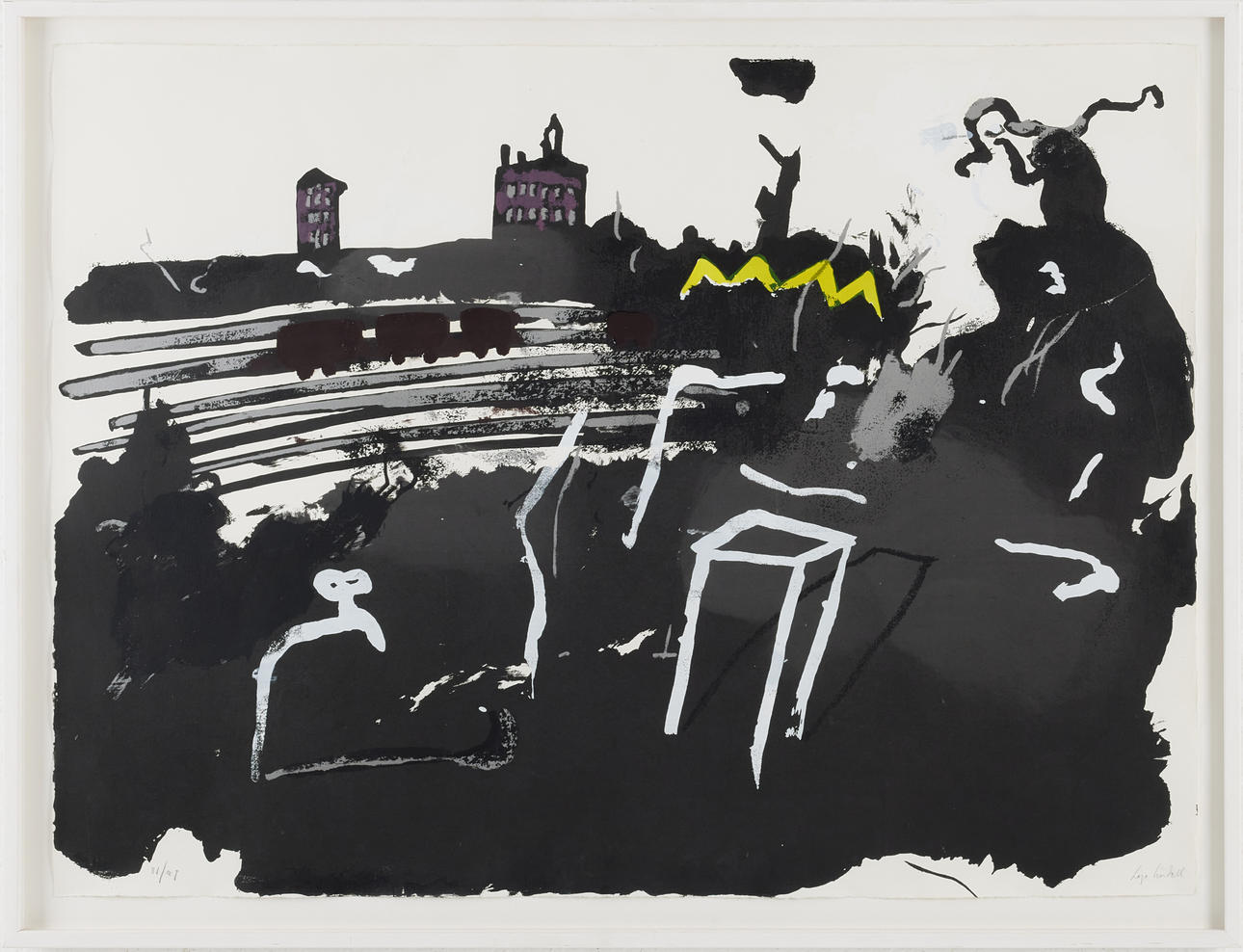 LAGE LINDELL. City scene, lithograph in colours, signed, numbered.