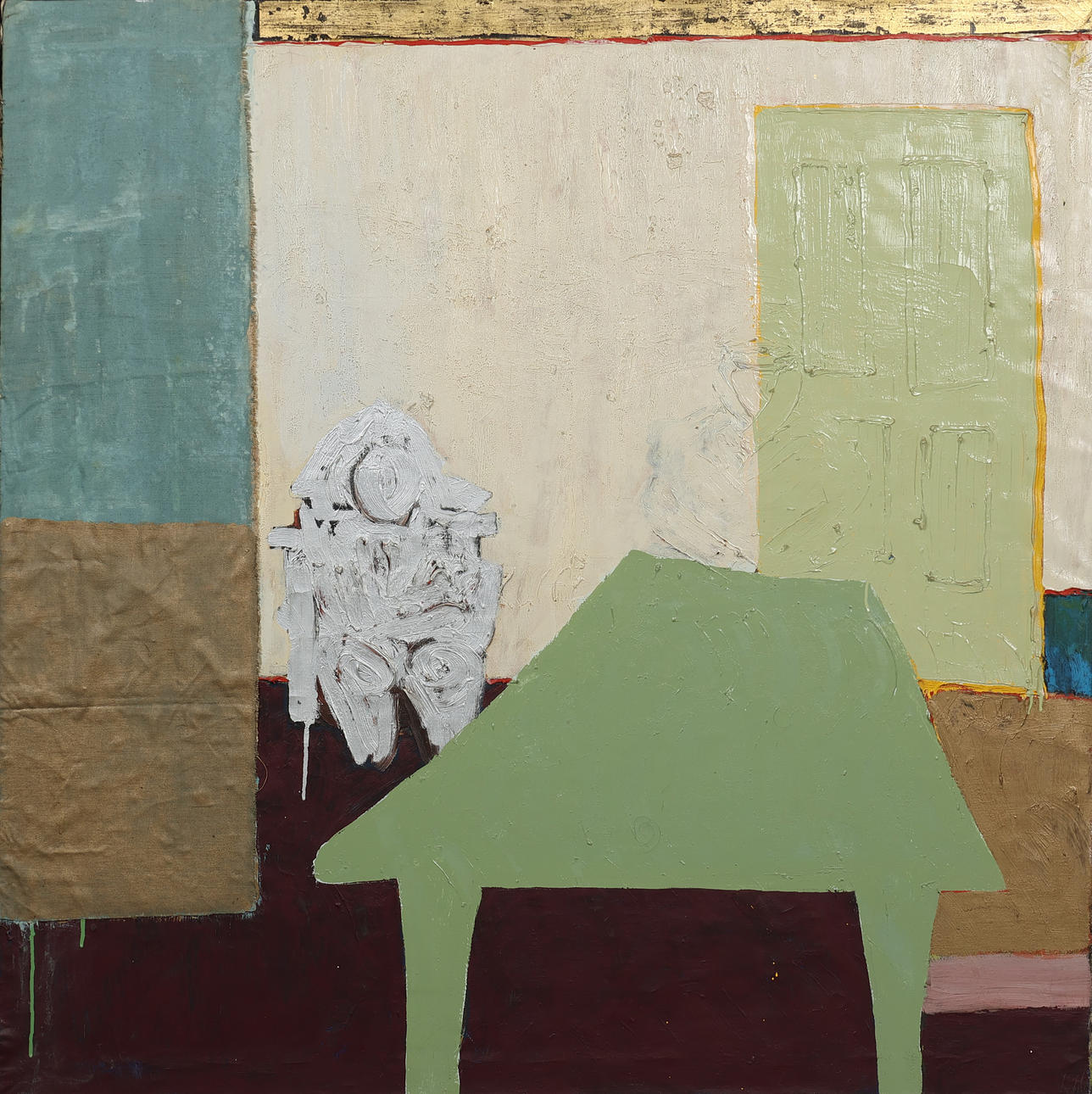 RENÉ STIG. Interior, mixed media on canvas, signed, 1967.