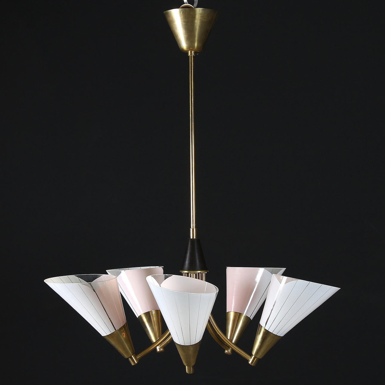 TAKLAMPA, mässing och glas, 1950/60-tal.