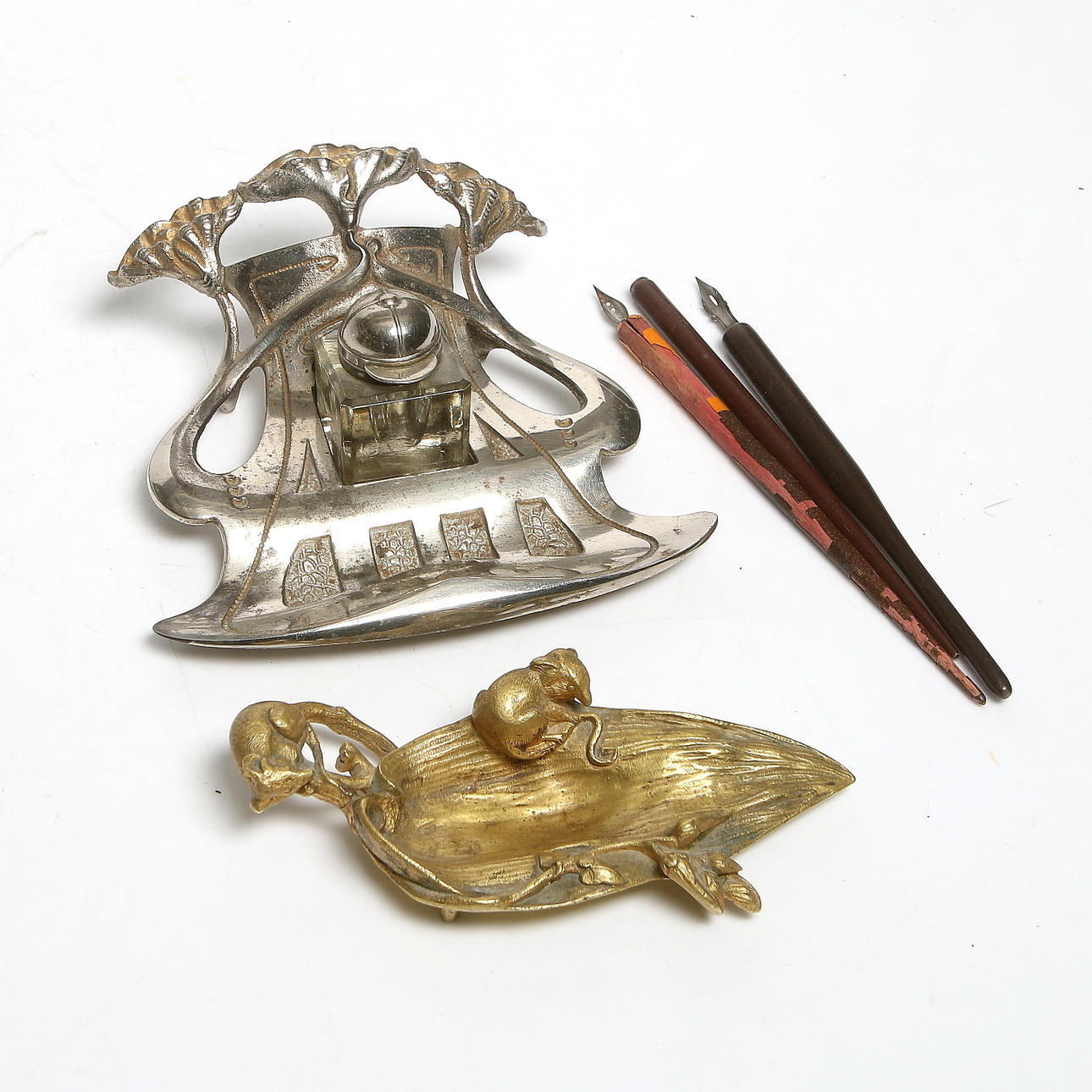 SKRIVSTÄLL, ASKFAT, 2 delar, jugend. 1900-talets början.