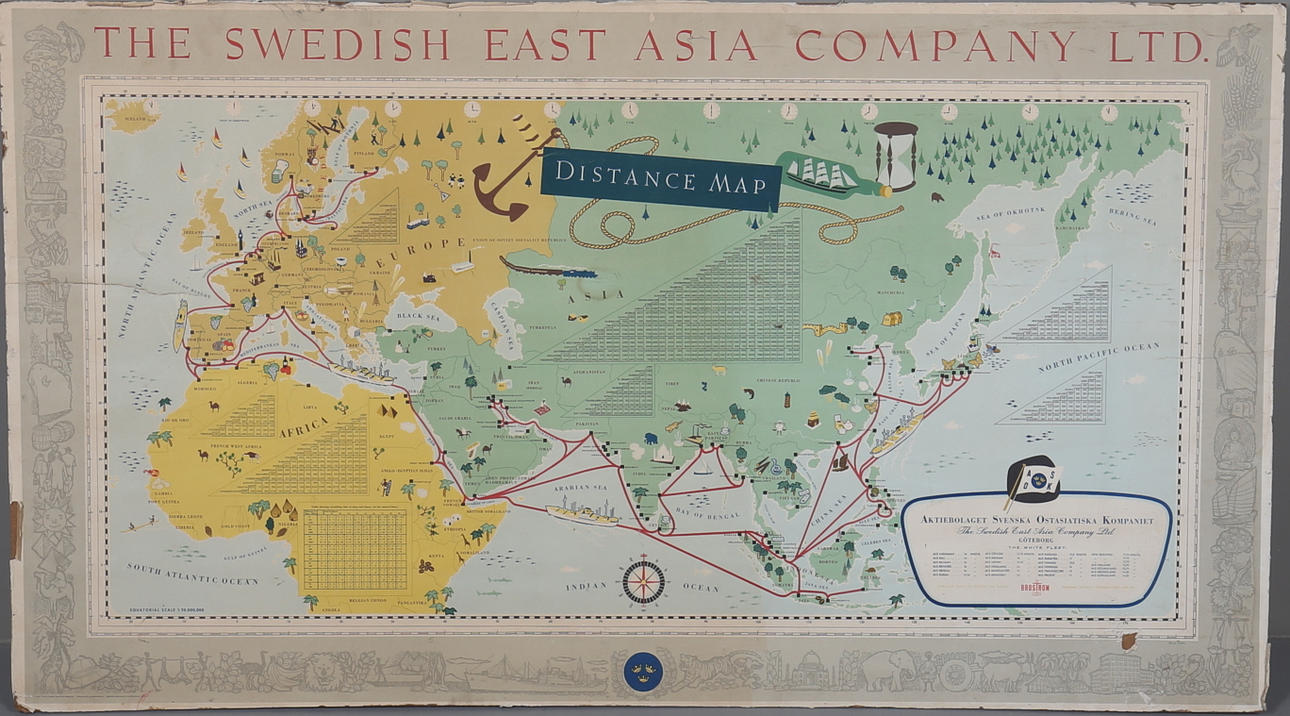 KARTA, över ostindiska kompaniet, 1900-tal.