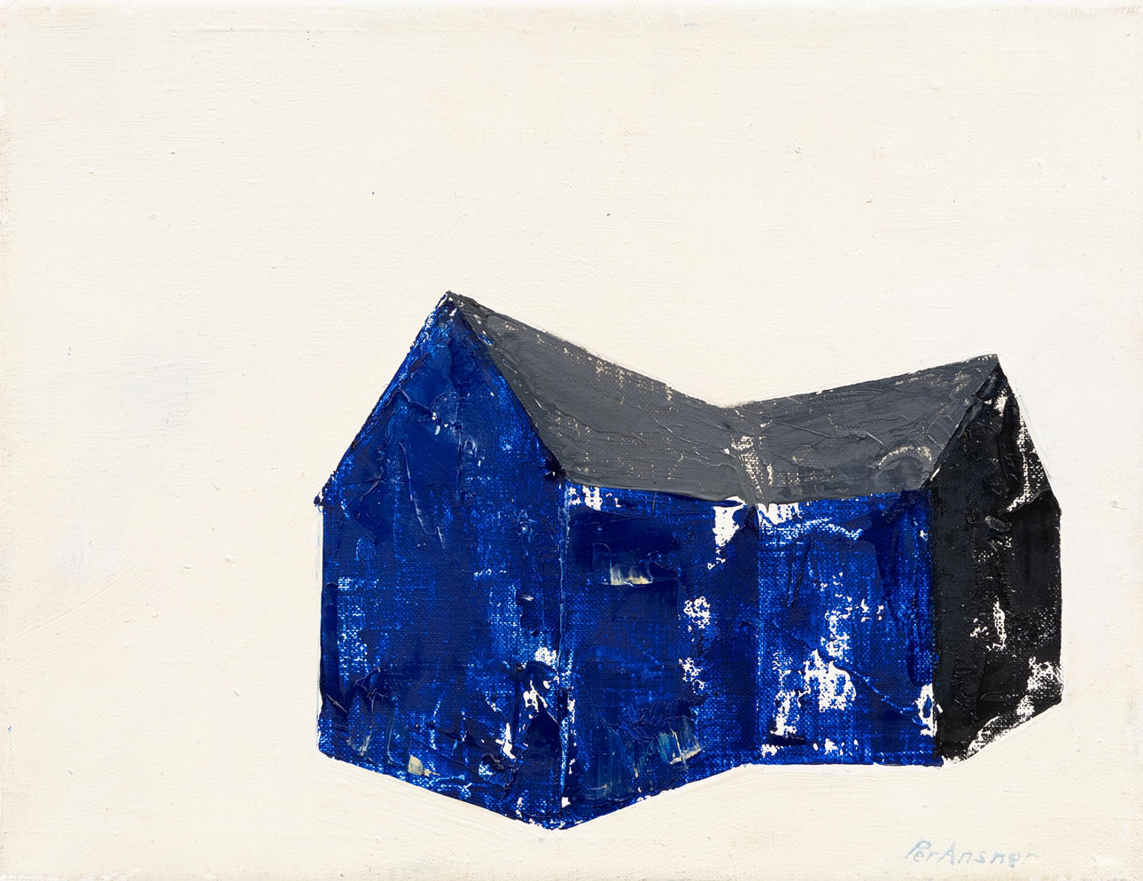 PER ANSNER. Husbygningsolie/tempera lærred, signeret.