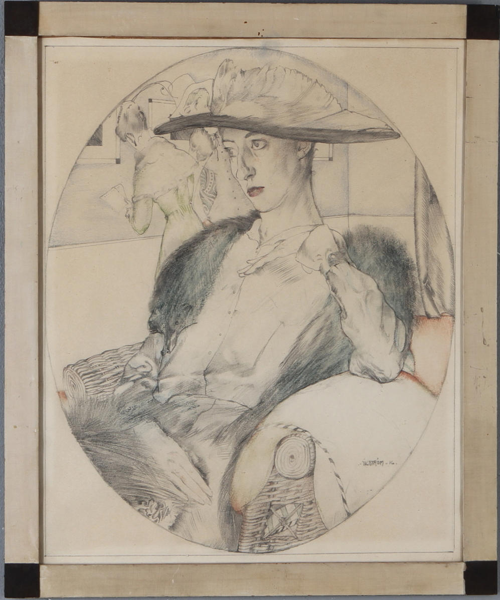 DAVID TÄGTSTRÖM. Damporträtt, blandteknik, signerad och daterad -16.