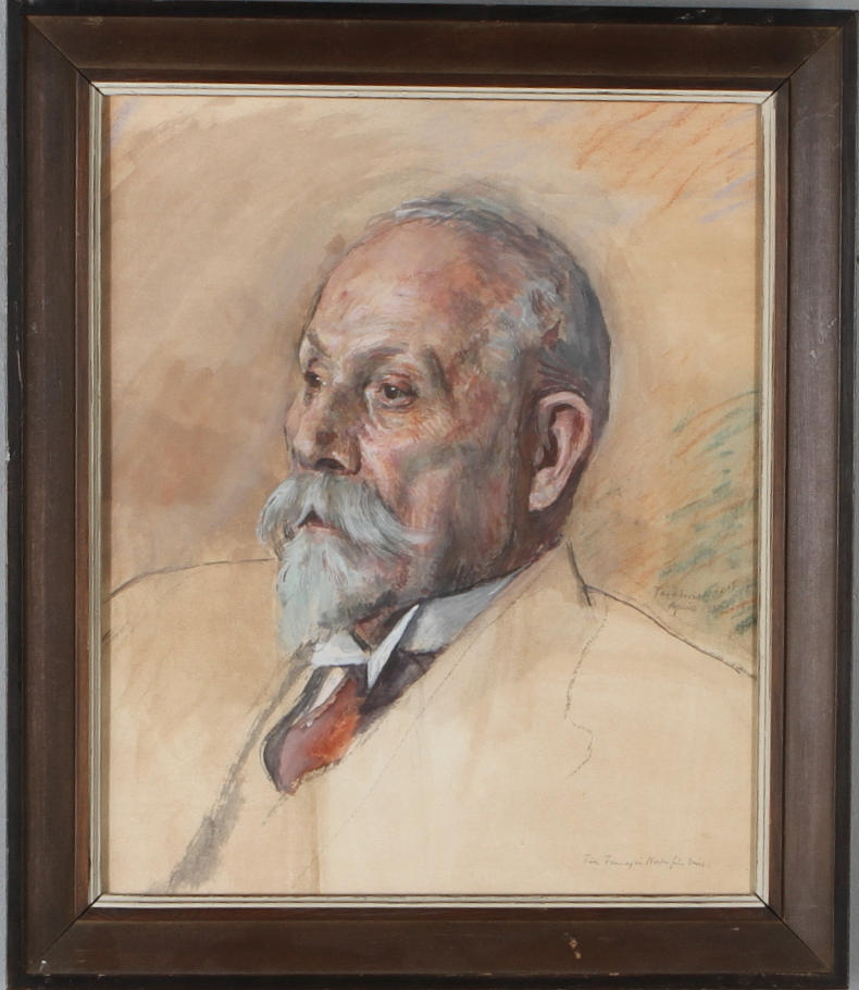 DAVID TÄGTSTRÖM. Mansporträtt, blandteknik, singerad och daterad.