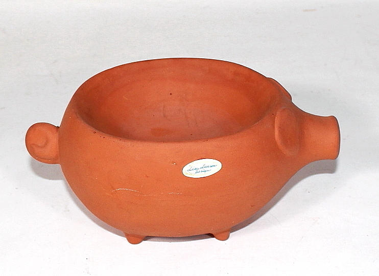 LISA LARSON. terracotta, pig, labeled Lisa Larson.