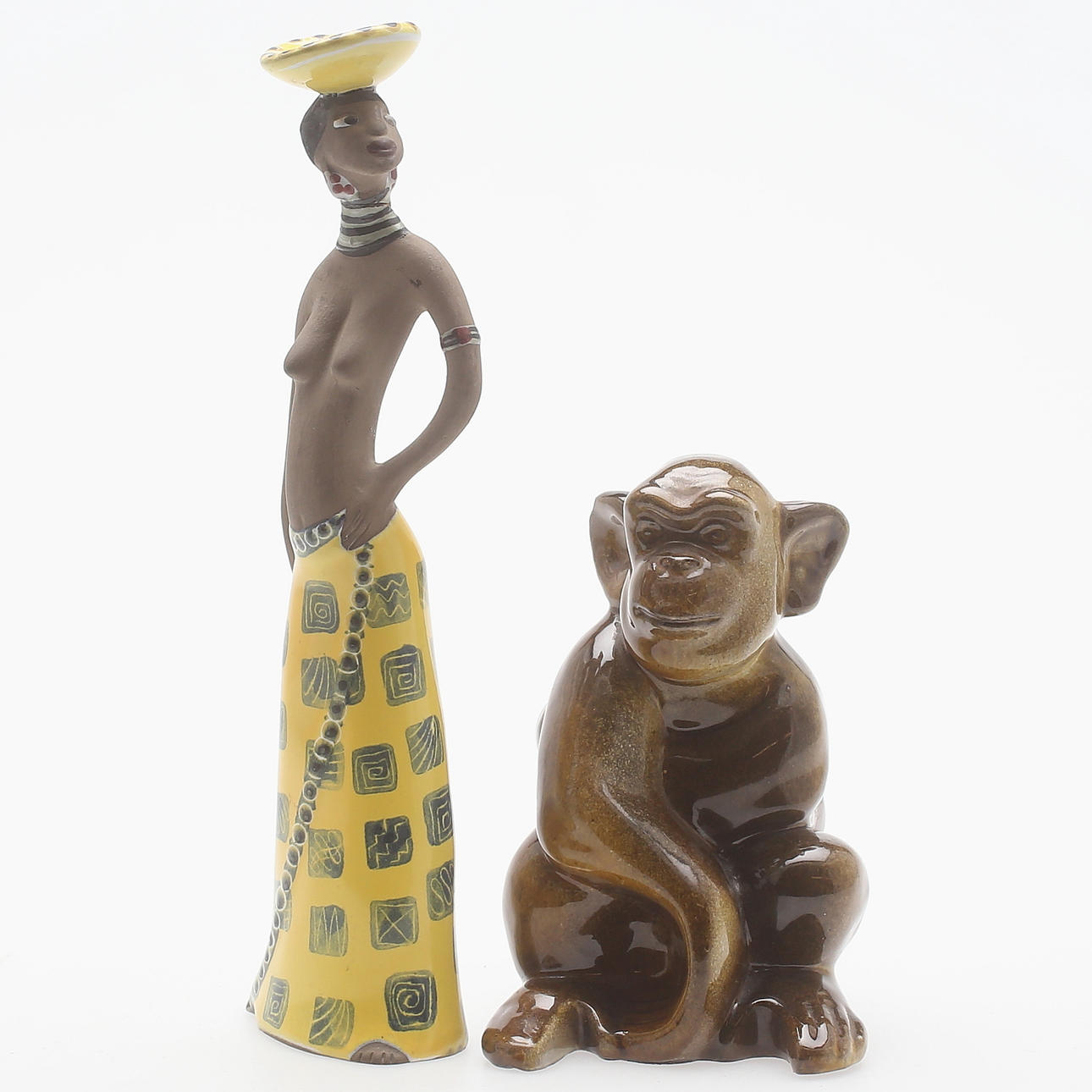 FIGURINER, 2 st, keramik, Mari Simmulson samt Dorothy Clough, Upsala-Ekeby, 1900-tal.