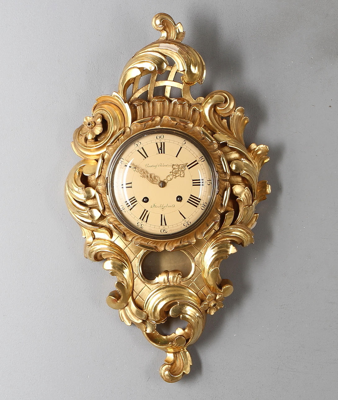 VÄGGPENDYL, rokokostil, Gustaf Ideström, Stockholm, 1900-tal.