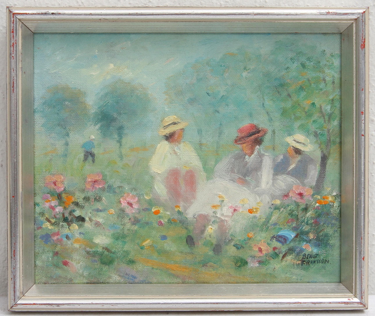 BENGT FRANSSON. Olja på duk. Figurscen, signerad.