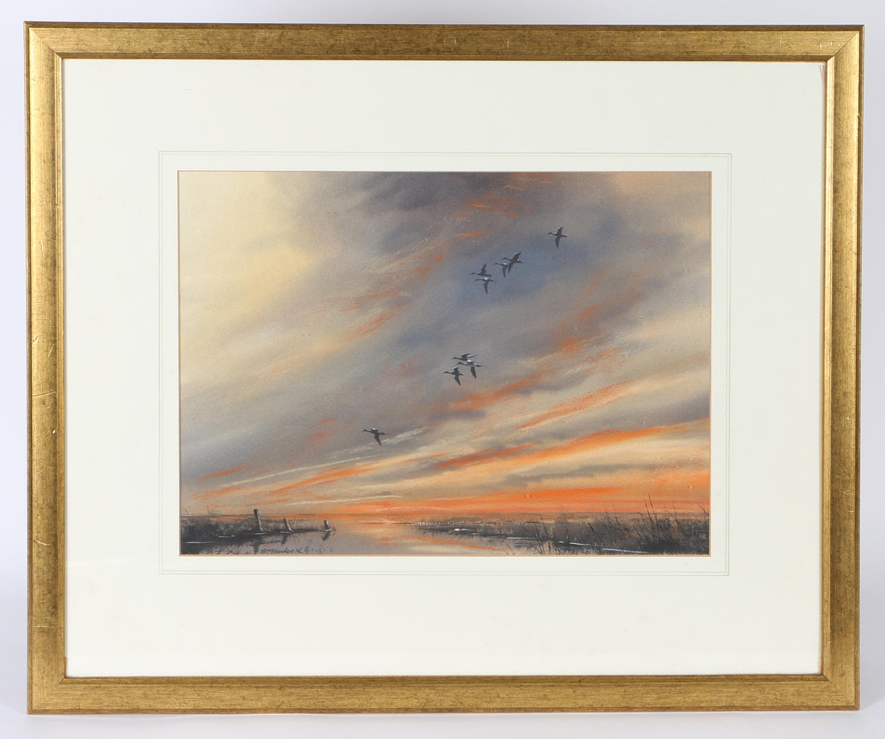 SIMON TRINDER (BRITISH, B.1958) 'PINTAIL AT DUSK'.