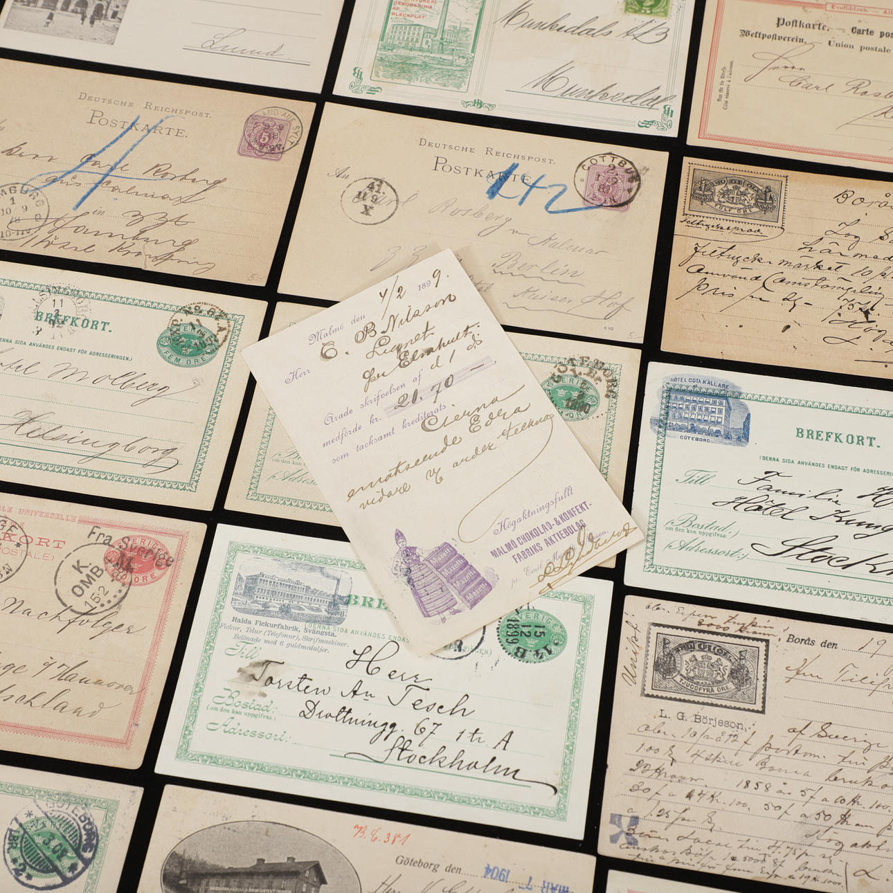 BRIEFKARTEN MIT WERBEDRUCK, 16 Stück, 1880/90er.