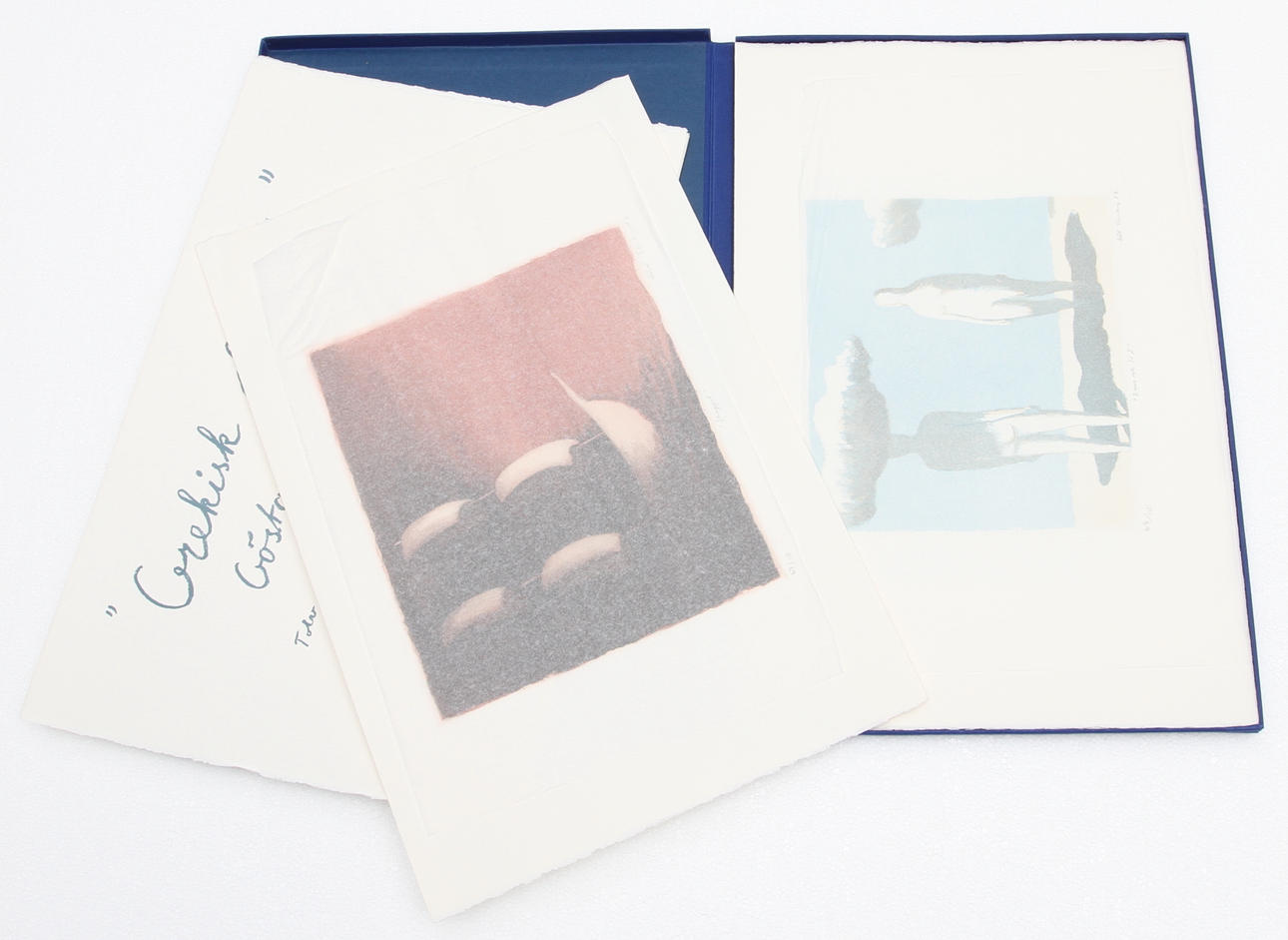 GÖSTA EHRENBERG. Färgetsning. 12st Mapp, "Grekisk dagbok", med text från en resa i Grekland.