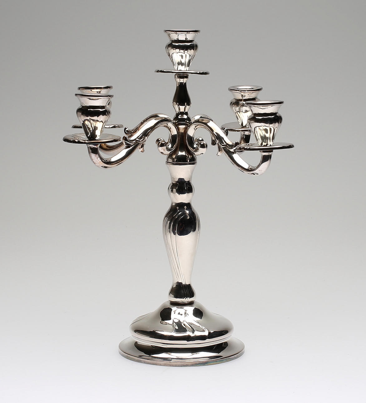 KANDELABER, nysilver, rokokostil, troligen engelsk.