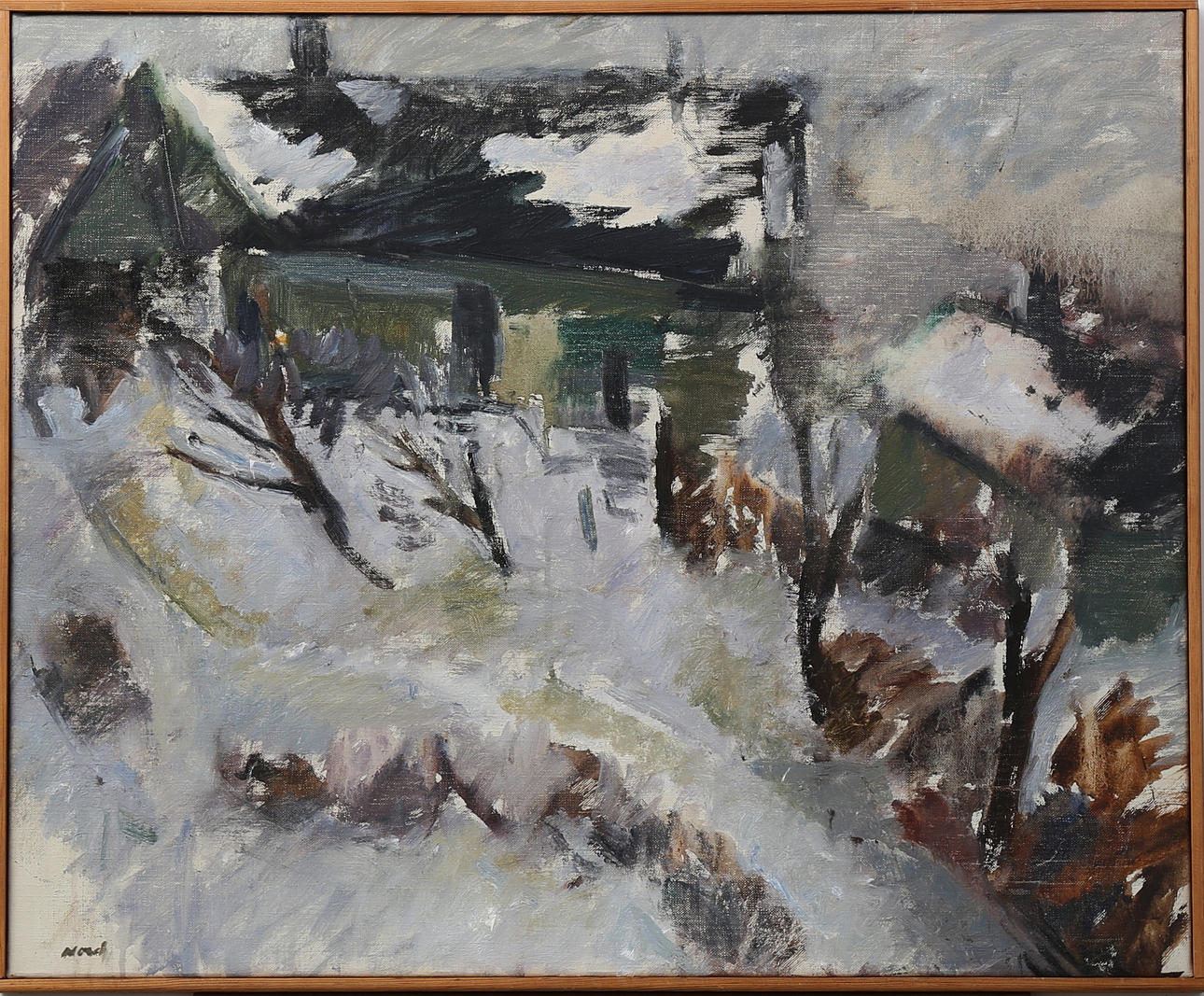 PER OLOF NORD. Vintrigt landskap med hus, olja på duk, sigerad Nord.