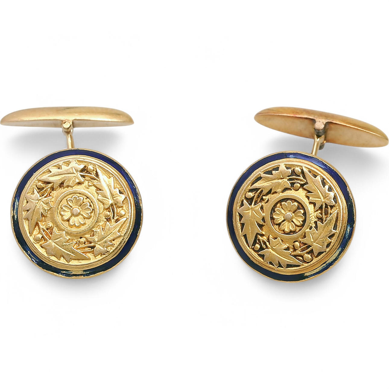 Gold and enamel cufflinks, first third 20th Century.