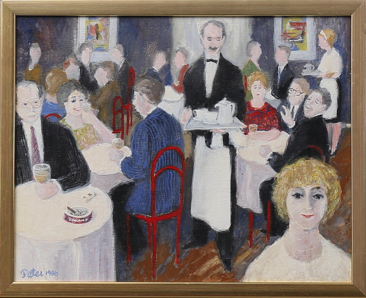IVAN PETERSSON. Kroginteriör, olja på pannå, signerad Peter och daterad 1986.