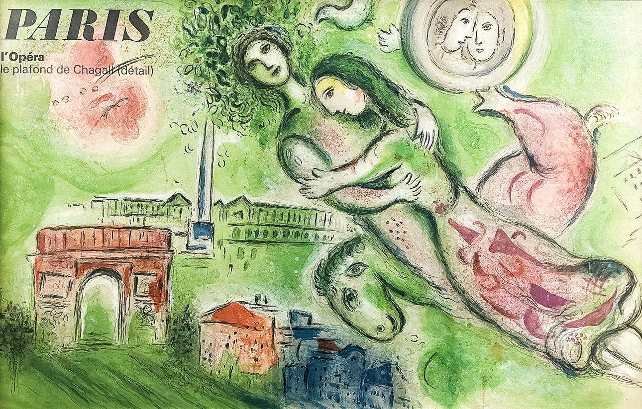 MARC CHAGALL. efter, "Paris, L´Opera, Le plafond de Chagall (détail)".