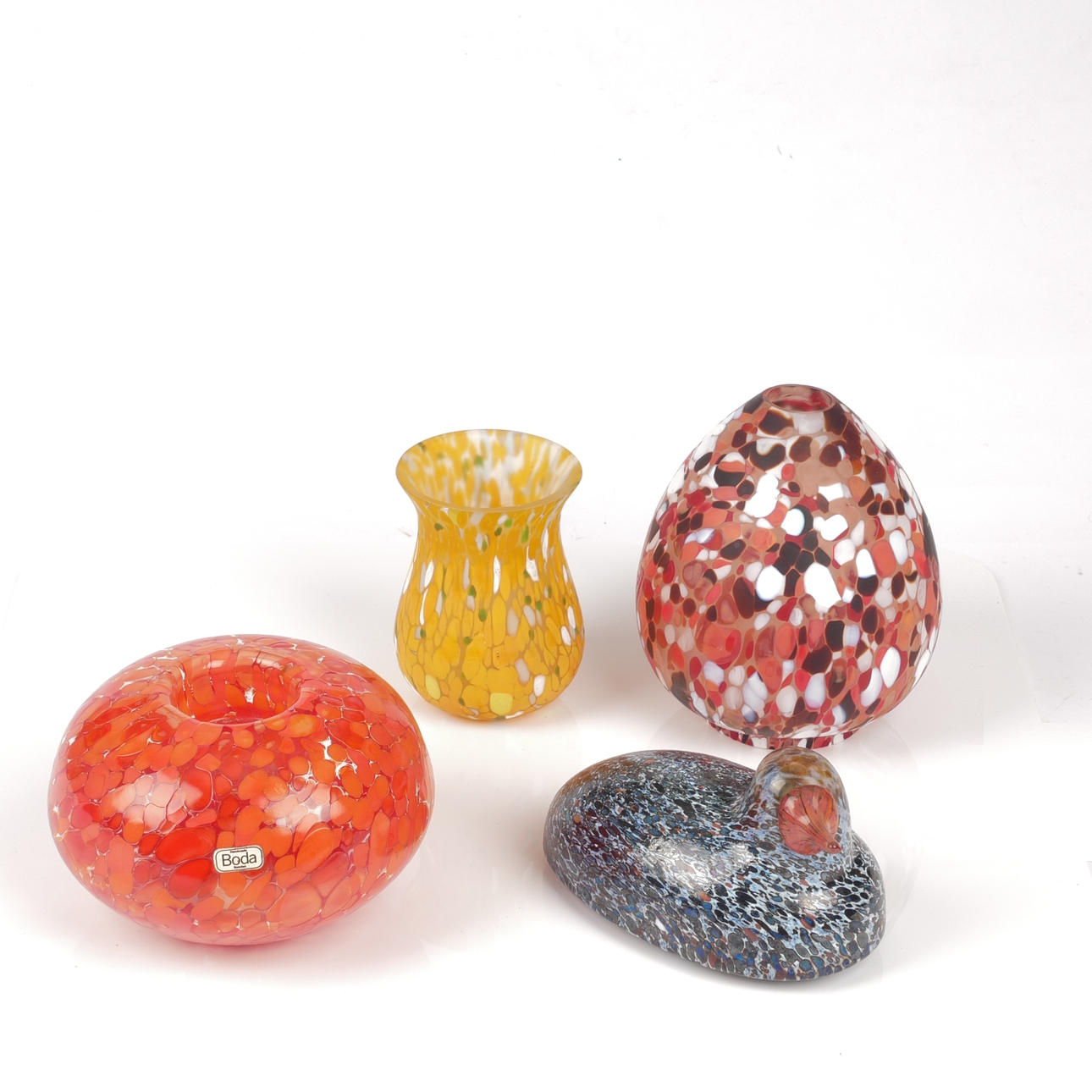 GLASOBJEKTE, 4 Stück, Glasbrecher, Boda/Kosta.