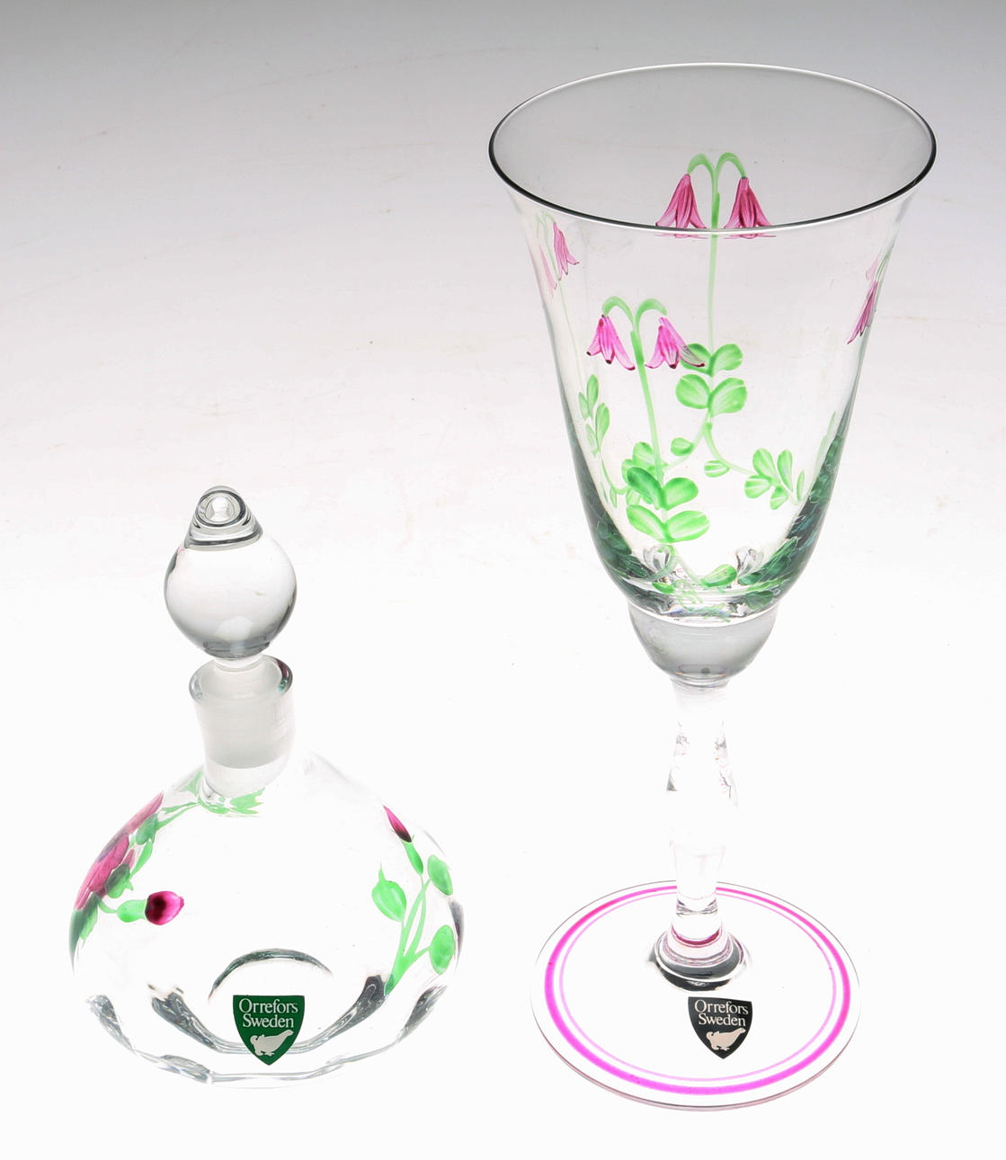 FLAKONG samt GLAS, 2 delar, "Maja" samt "Linnéa", Eva Englund, Orrefors.