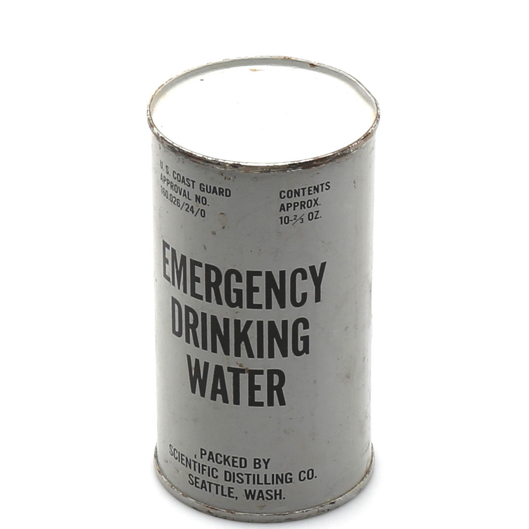 BURK, Emergency drinking water, U.S Coast Guard, Scientific Distilling Co, Seattle, Washington, USA.