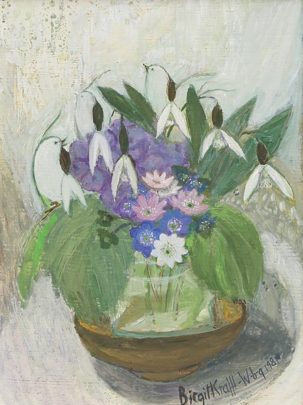 BIRGIT KRAFFT-WÆSTERBERG. Oil on panel, “Spring has arrived”, signed and dated 1981.