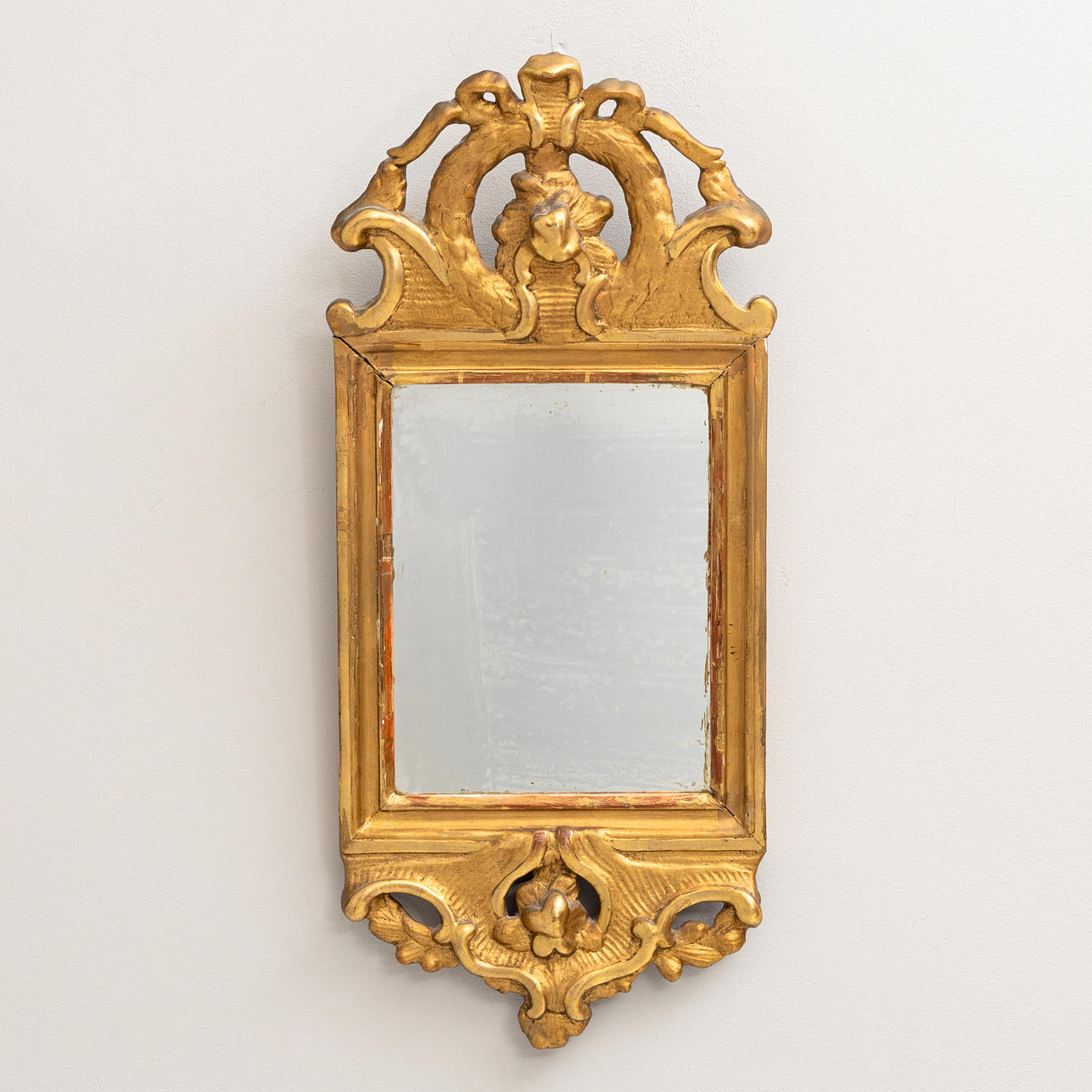 MIRROR. Rococo transition, probably Anders Carlsson (1738-1801) Norrköping. Inclearly stamped on verso.