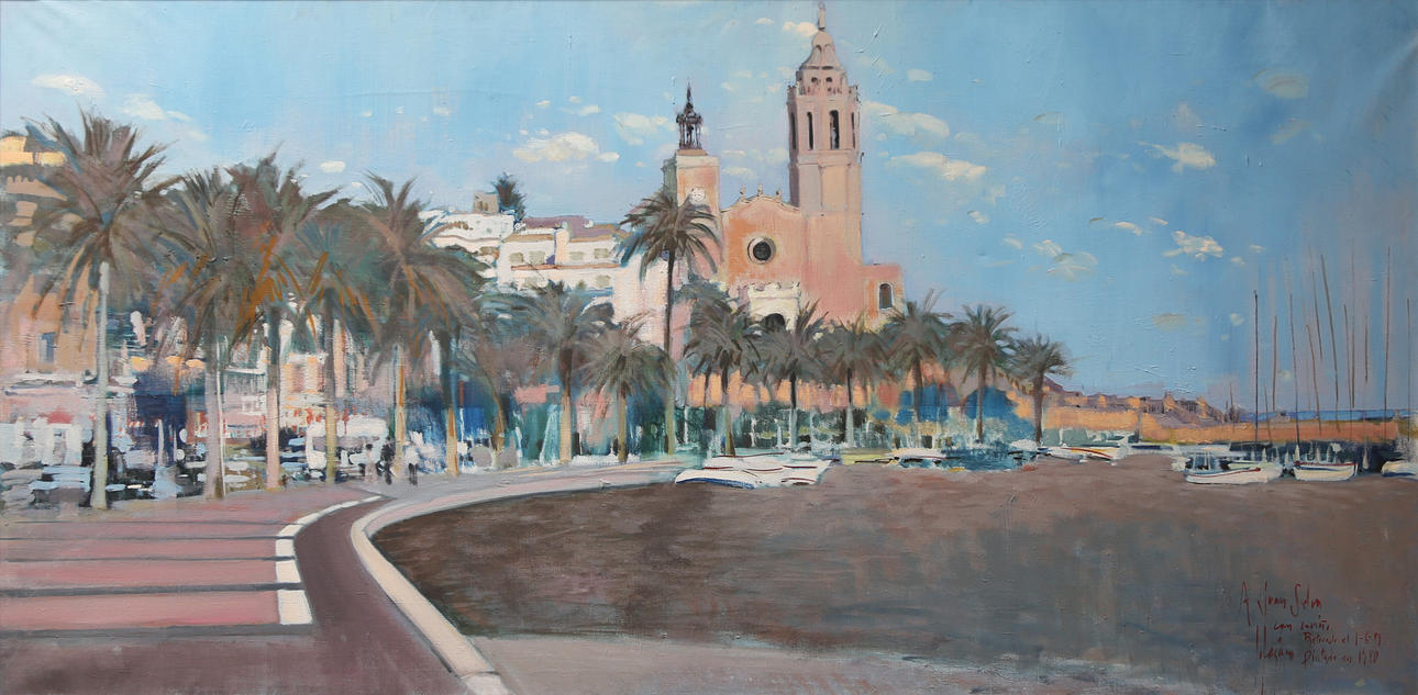 ISIDORO LÁZARO. Utsikt över Sitges.