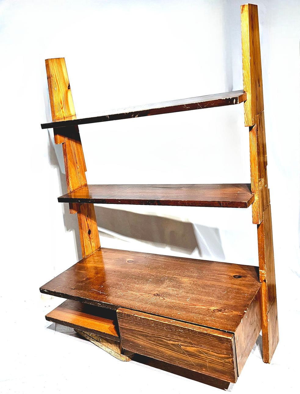 Designer wall bookcase. 80s.