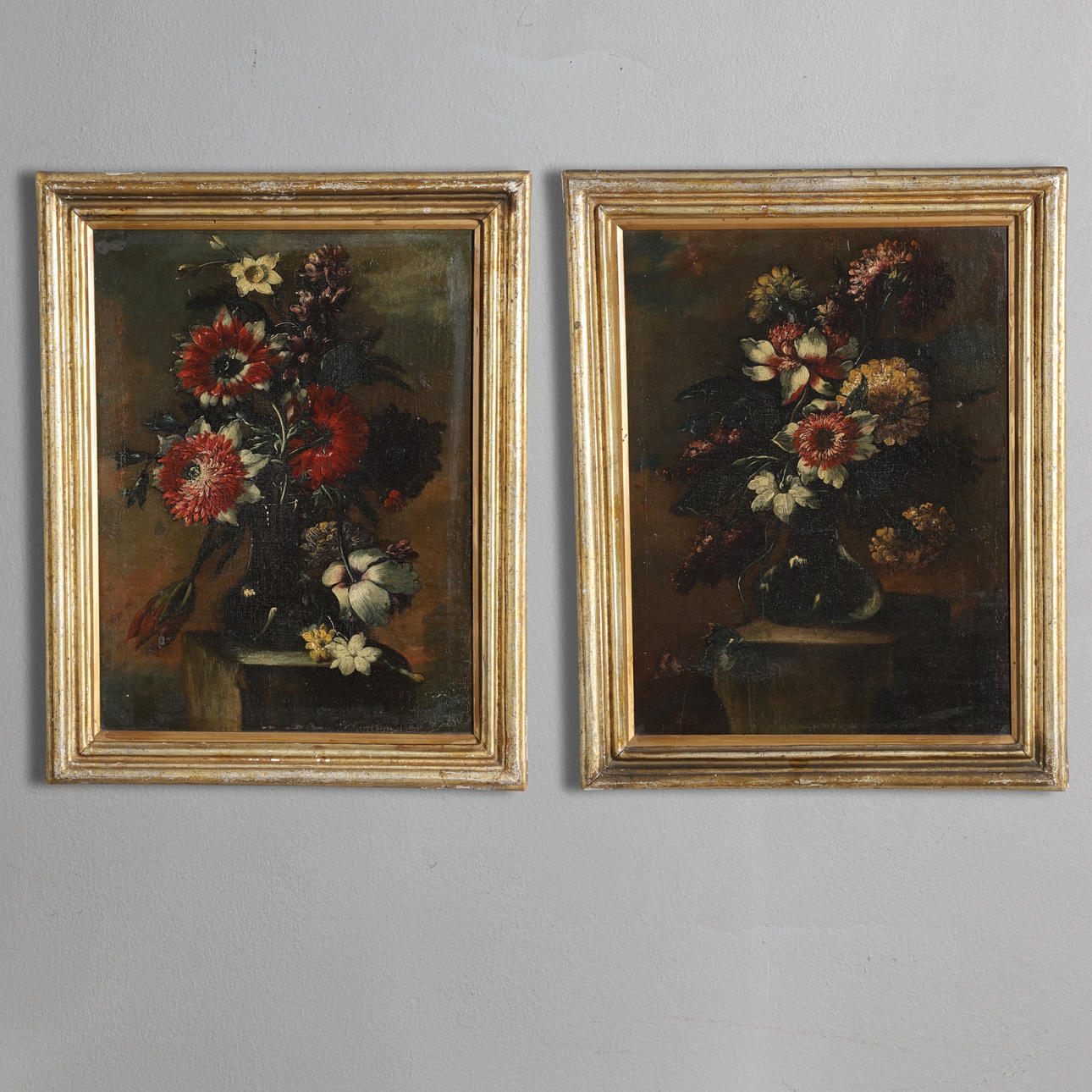 ATTRIBUTED TO JOSE DE ARELLANO (1665-1710). STILL LIFES: VASE OF FLOWERS UPON A PLINTH.