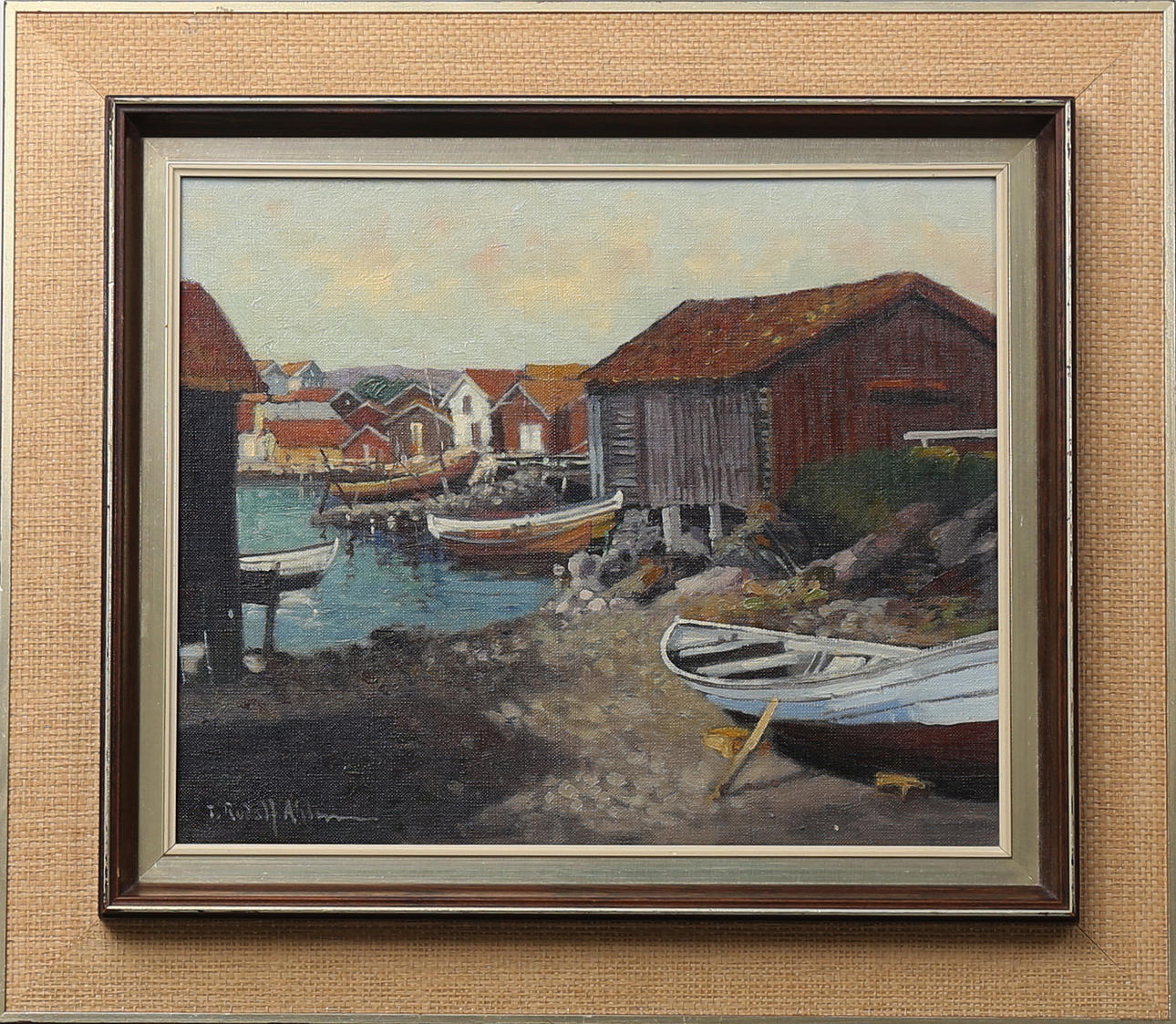 TAGE RUDOLF AHLM. Fiskebäckskil, olja på duk, signerad T Rudolf Ahlm.