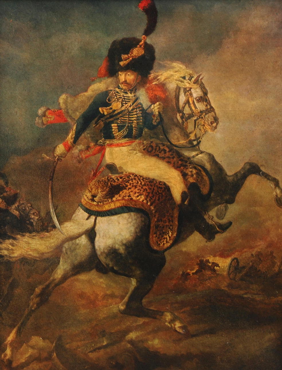 THÉODORE GERICAULT. Efter, ryttare, kolorerad litografi.