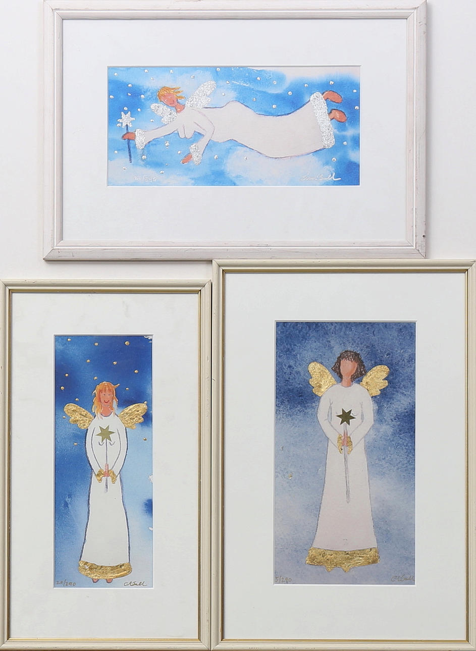 CECILIA SALLER. Ängel, färglitografi, 3 st, signerade C Saller samt numrerade 5/290, 20/290, 21/290.