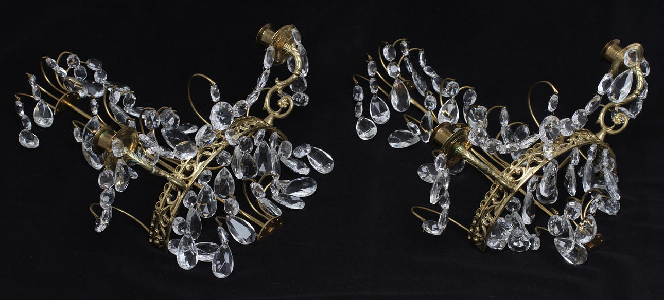 VÄGGLYSTRAR, 1 par, för två ljus vardera, 1900-tal.