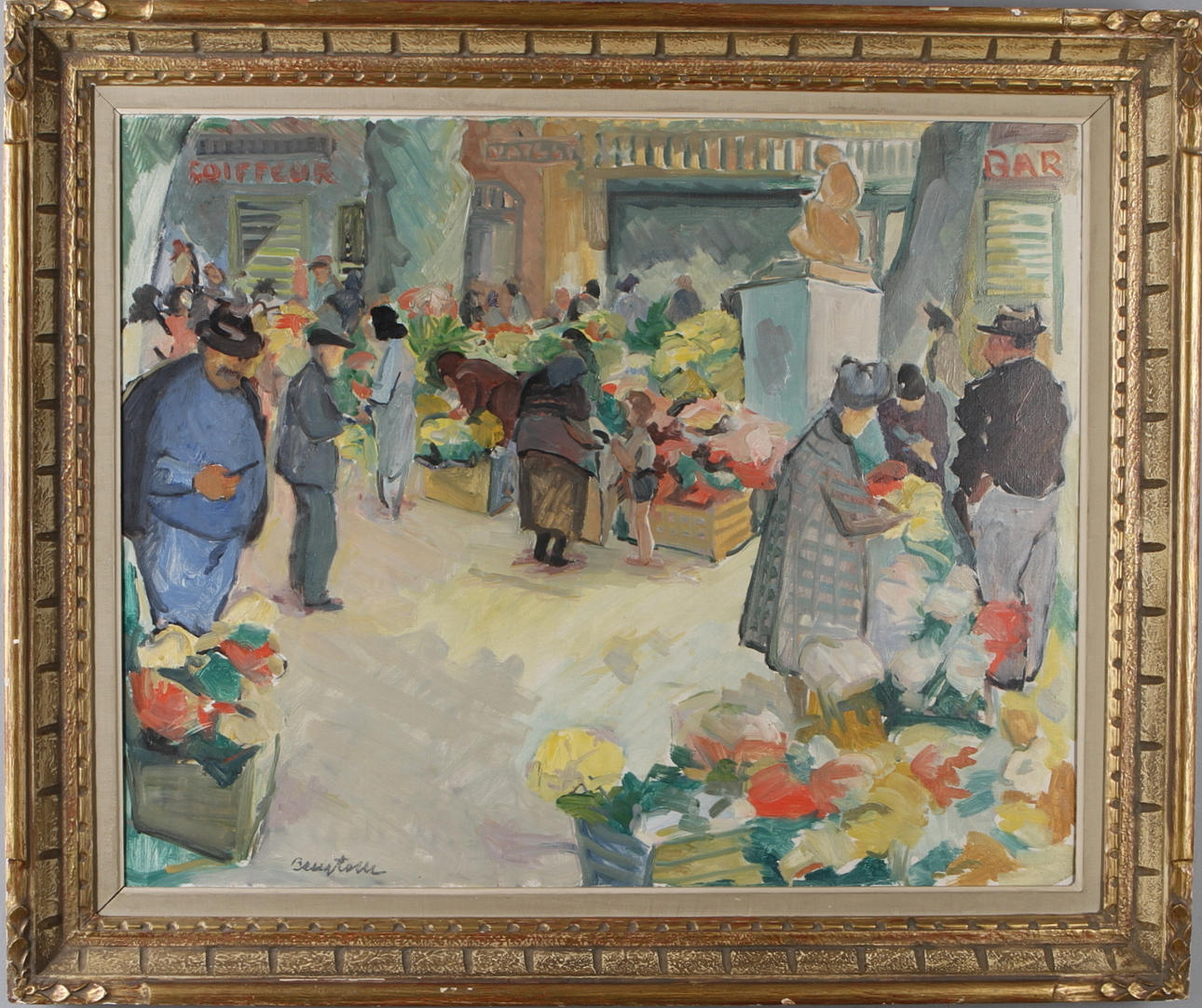 BENGTOLLE OLDINGER. ¨Torgbild, olja på duk, signerad .