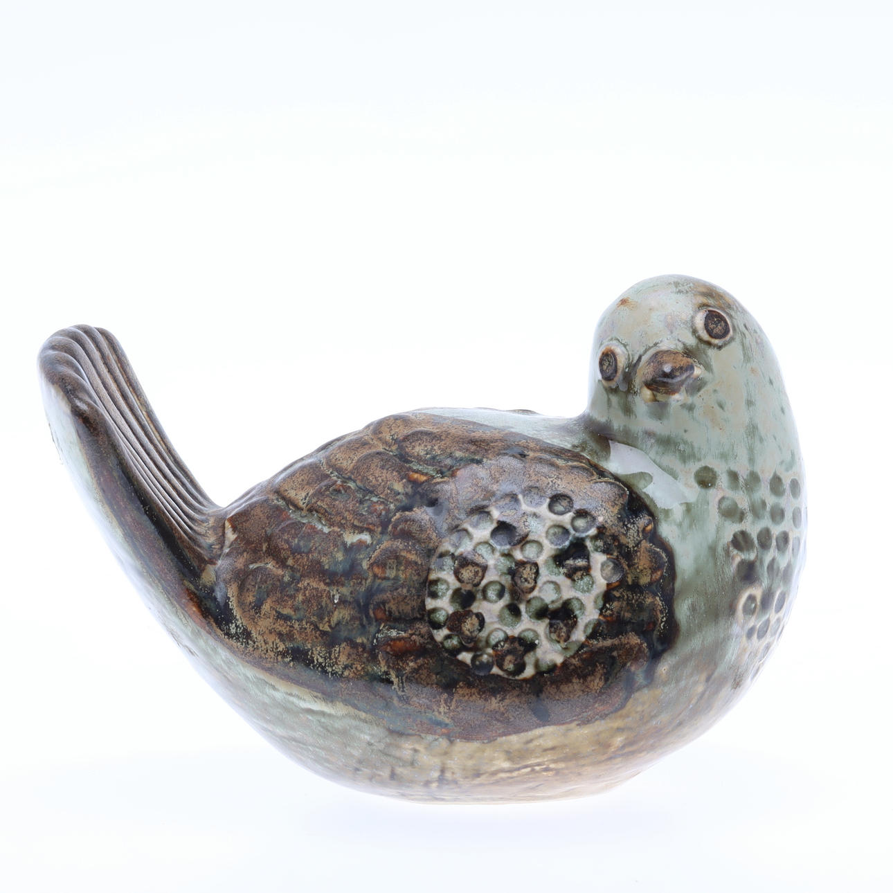 JOSEPH SIMON. A glazed ceramic figurine, bird, signed, Søholm, Denmark.