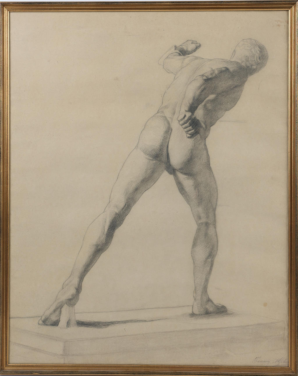 FANNY HJELM. Model study, pencil, signed.