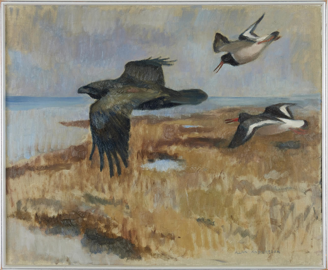 ALLAN ANDERSSON. Rabe und Spitzmaus, Öl auf Leinwand.